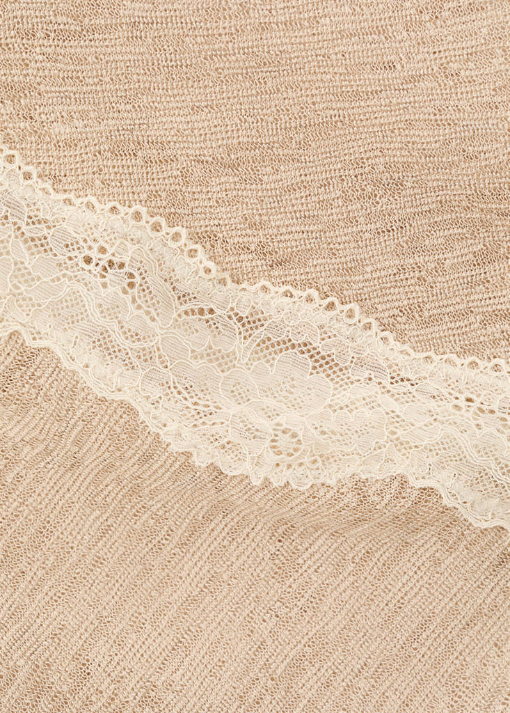 Lace top with asymmetrical neckline — Medium Brown