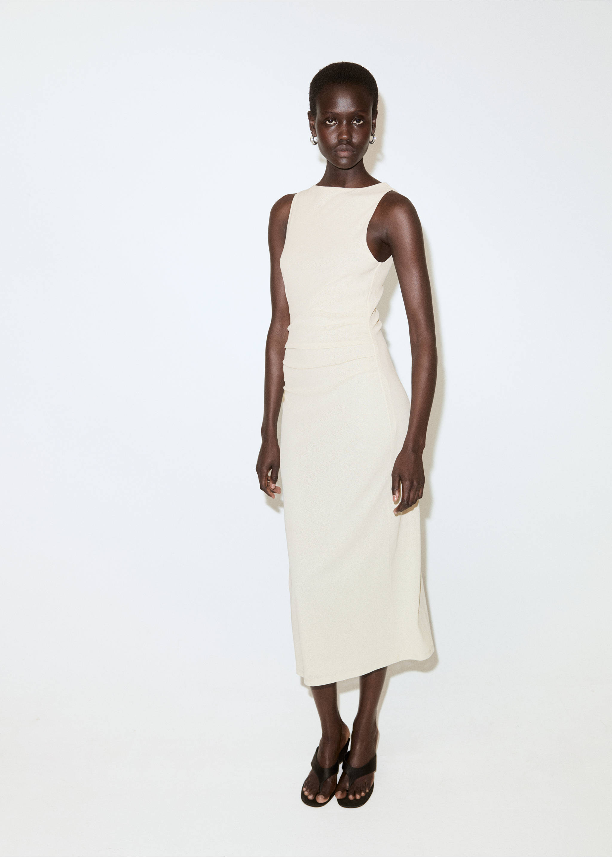 Fitted dress with draped waist - General plane, Ice Grey. Ref: 27049075-00.