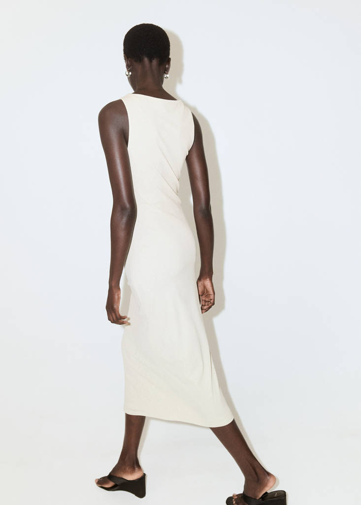 Fitted dress with a draped waist — Ice Grey