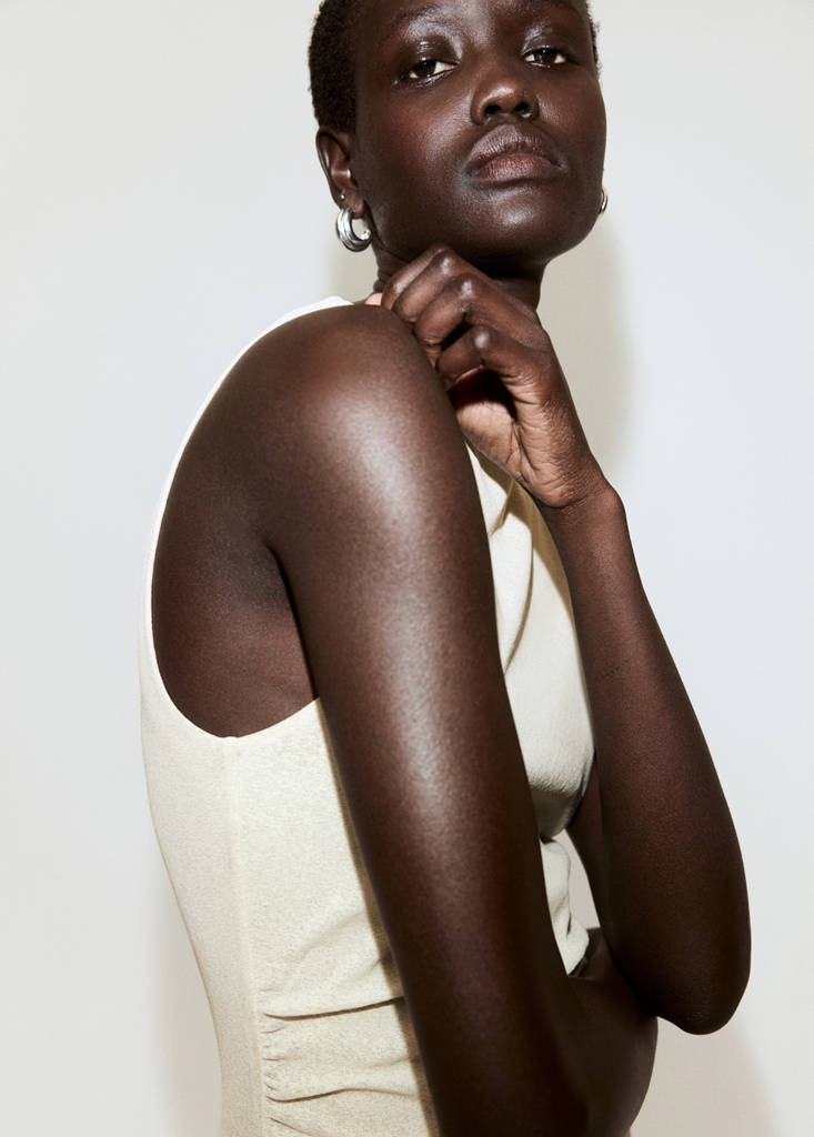 Fitted dress with a draped waist — Ice Grey