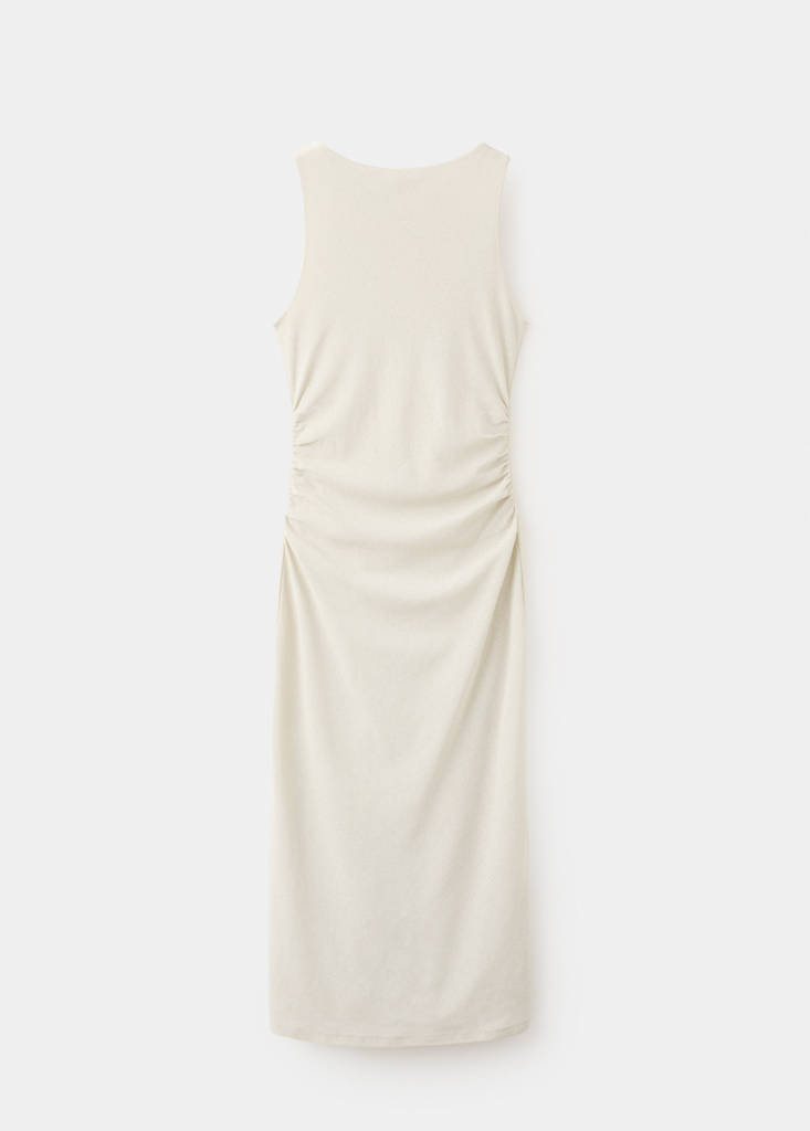 Fitted dress with a draped waist — Ice Grey