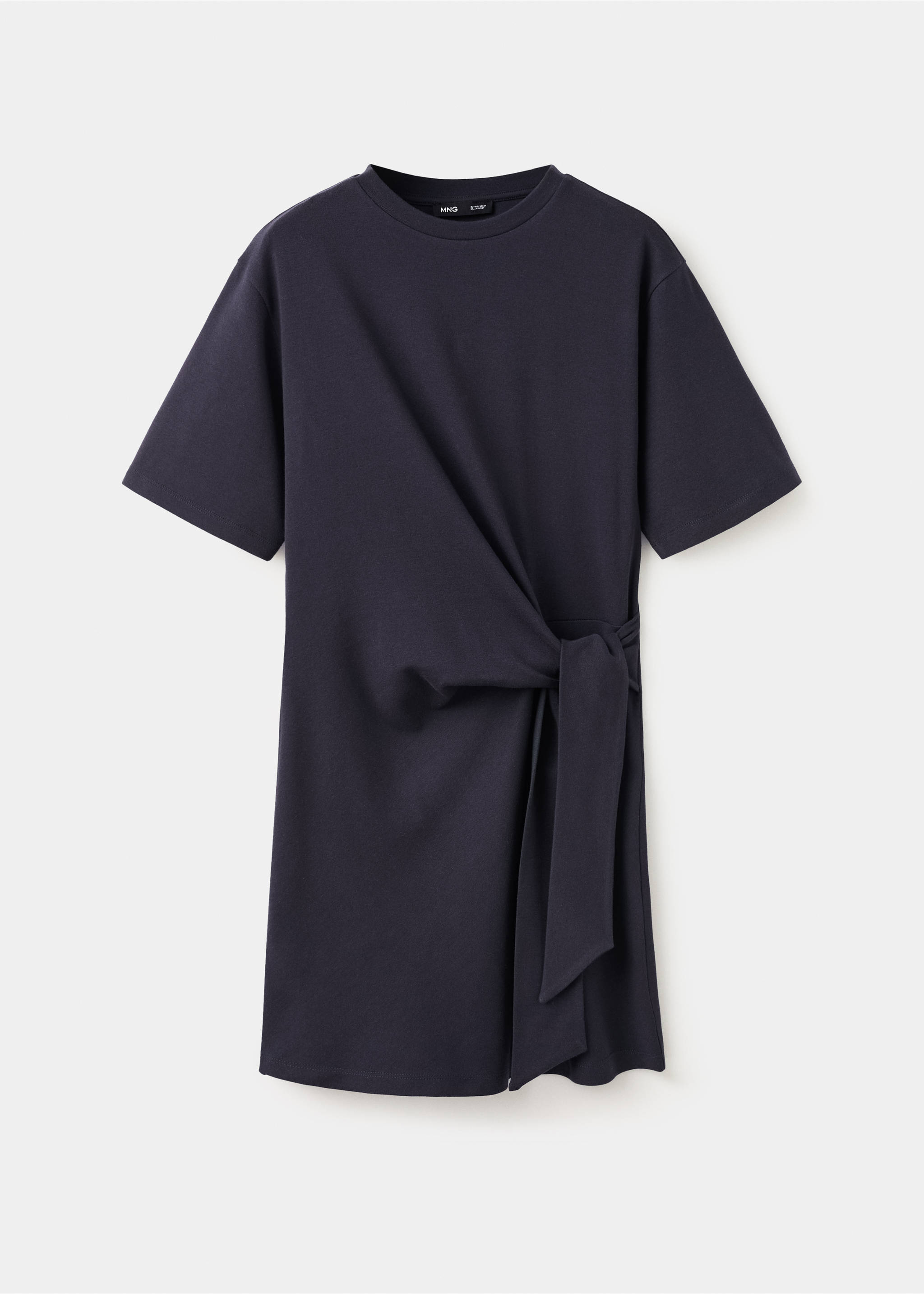 Cotton dress with side tie - Article without model, Navy. Ref: 27049076-00.
