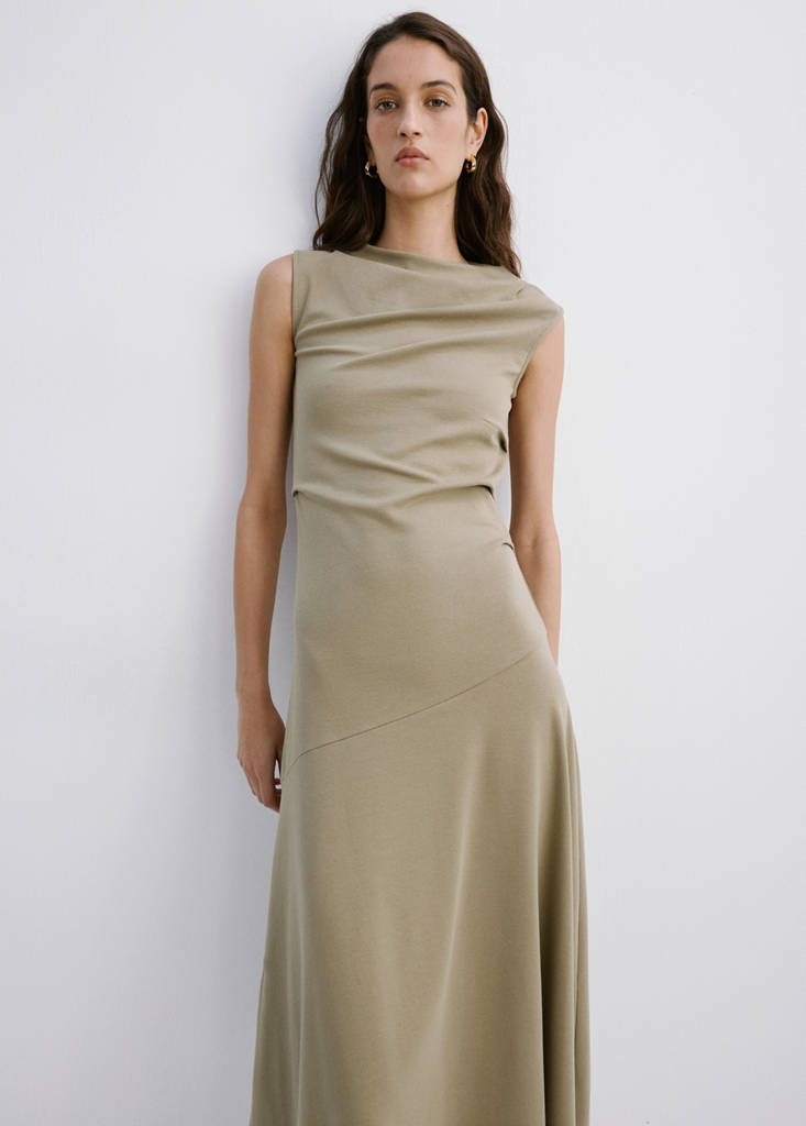 Asymmetrical-cut draped dress