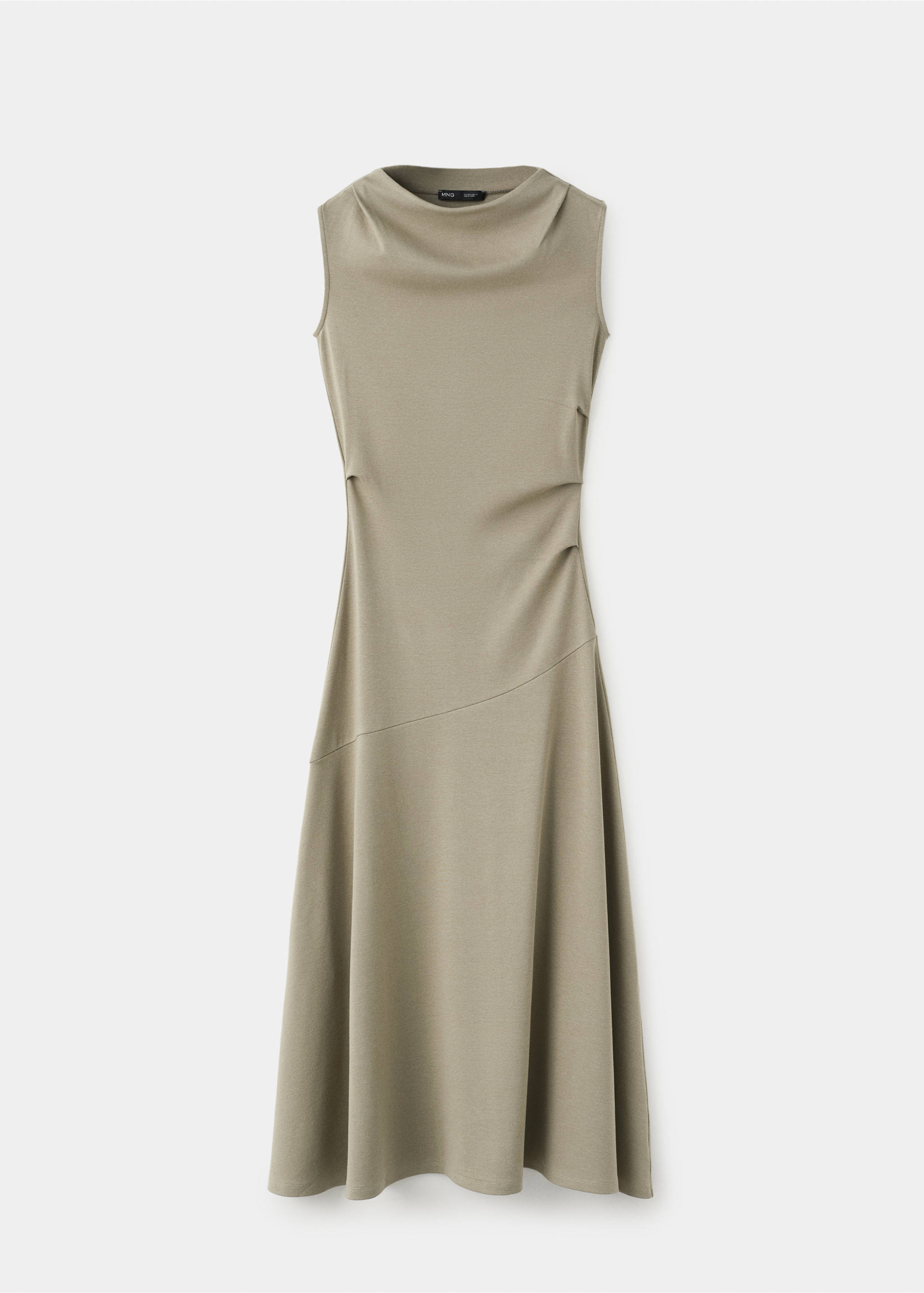 Draped midi-dress - Article without model, Khaki. Ref: 27049077-00.