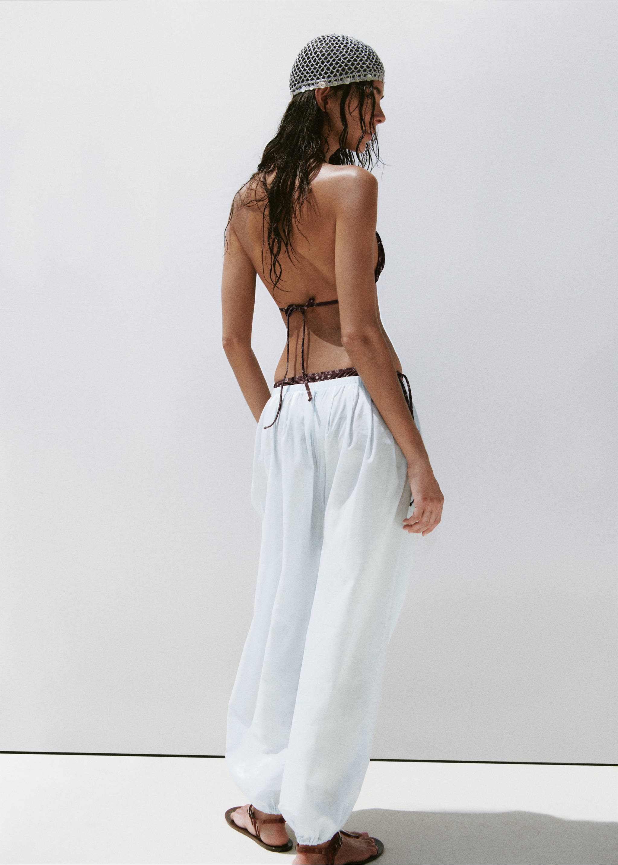 Pantalon en coton bouffant - Verso de l’article, Bleu ciel. Ref: 27049080-00.