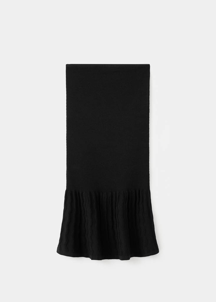 Strapless dress with ruffles — Black