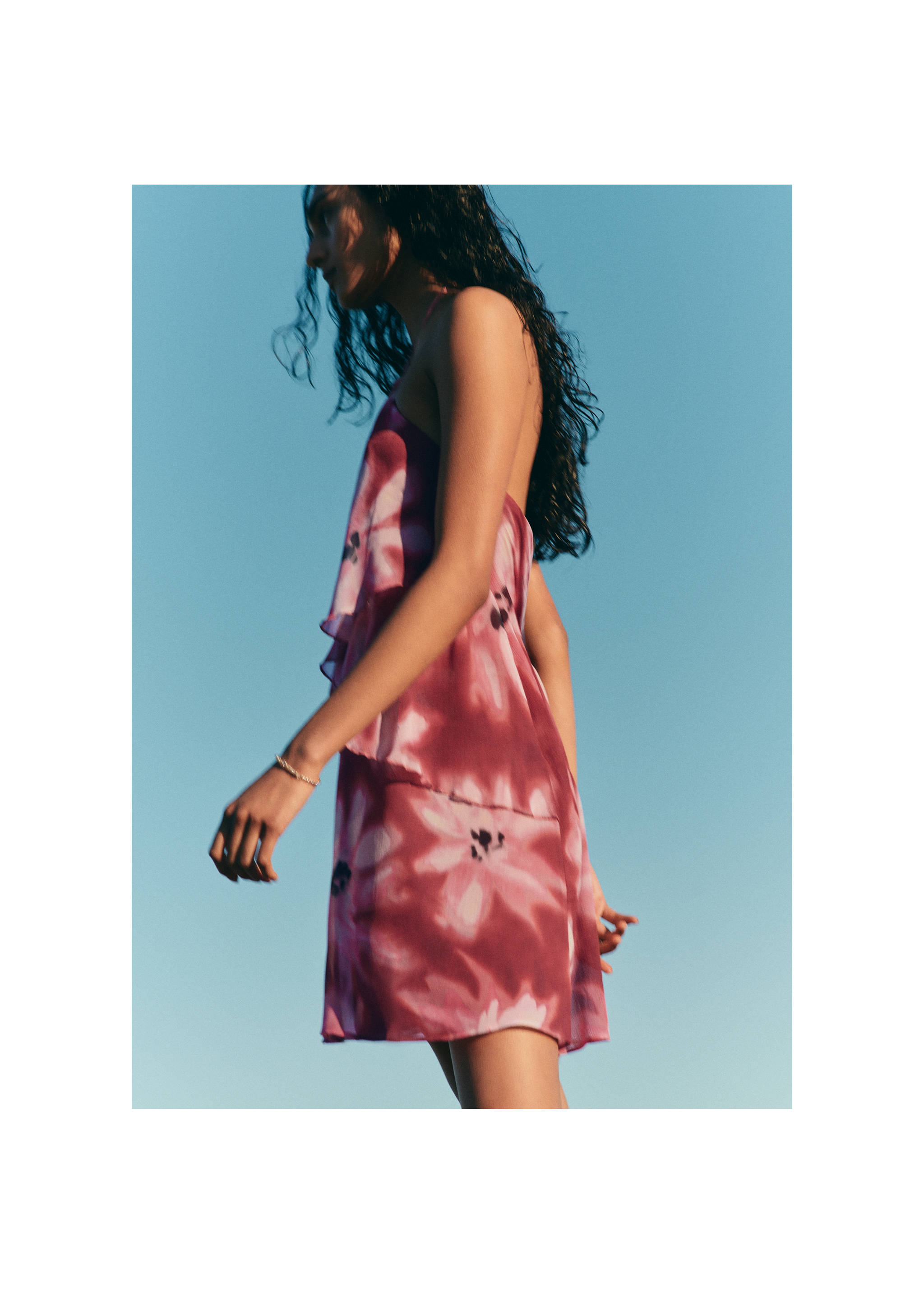 Floral-print halter dress - Details of the article 5, Maroon. Ref: 27049212-00.