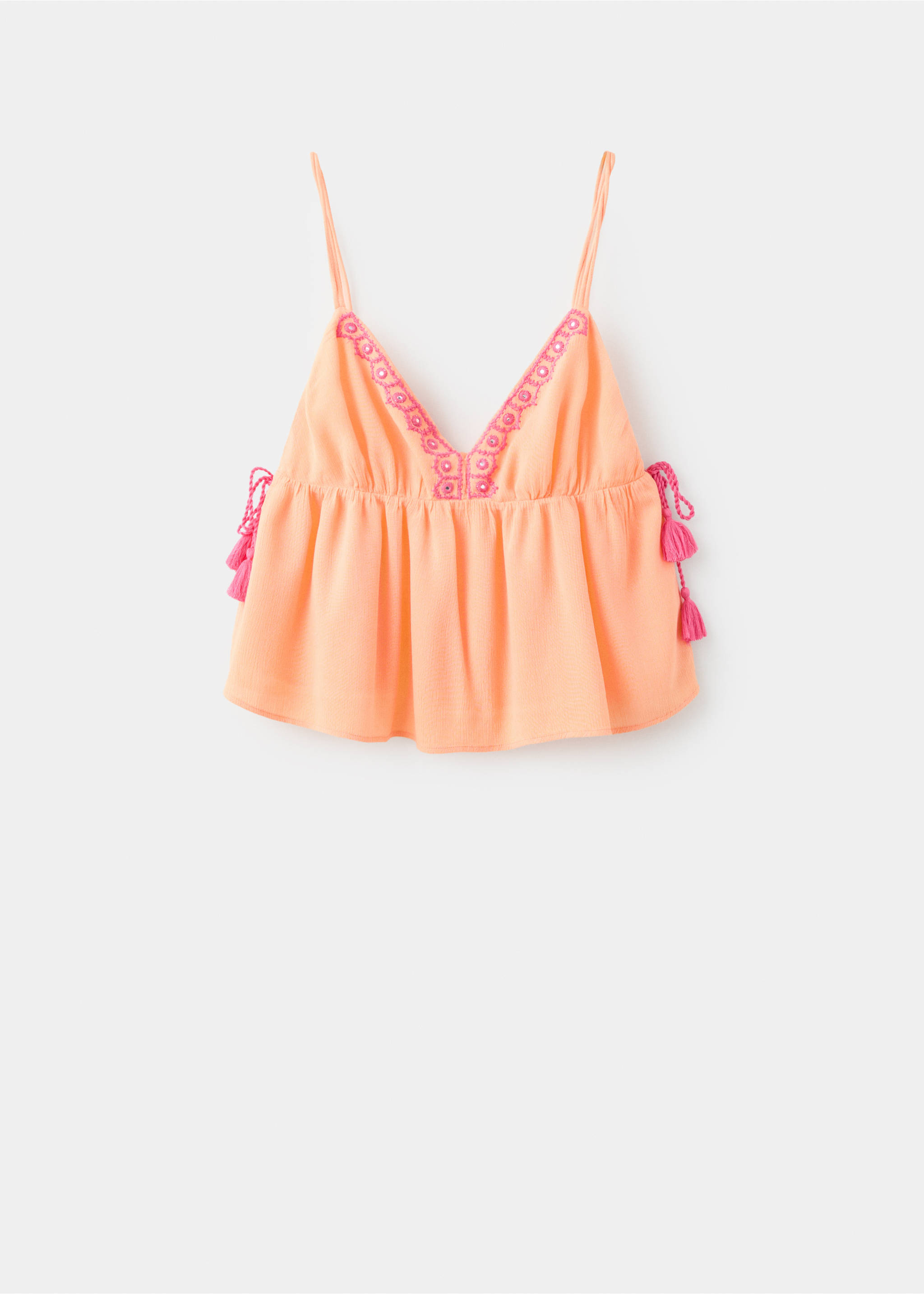 Embroidered detail strappy top - Article without model, Peach. Ref: 27049215-00.