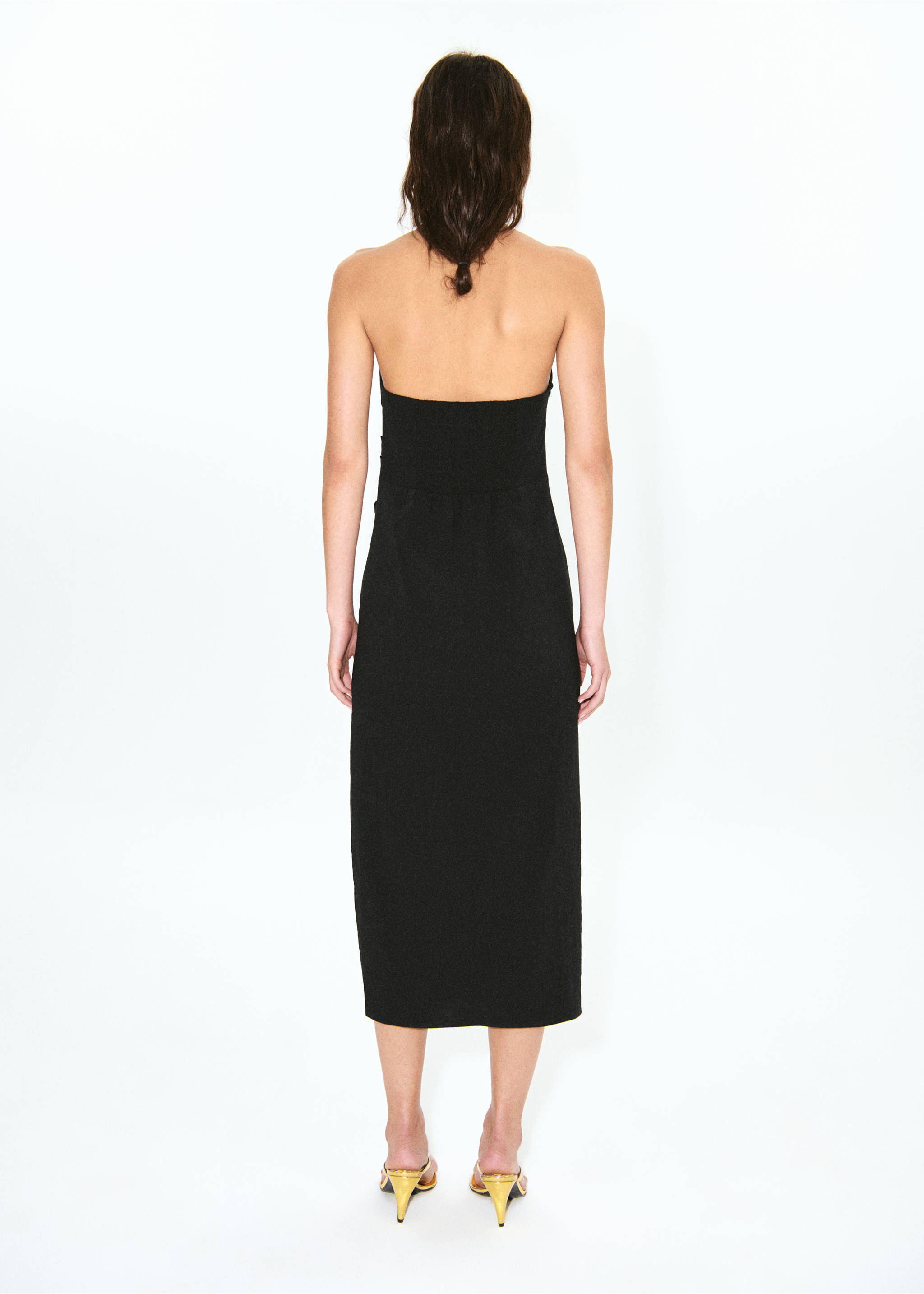 Vestido halter drapeado - Reverso del artículo, Negro. Ref: 27049216-00.