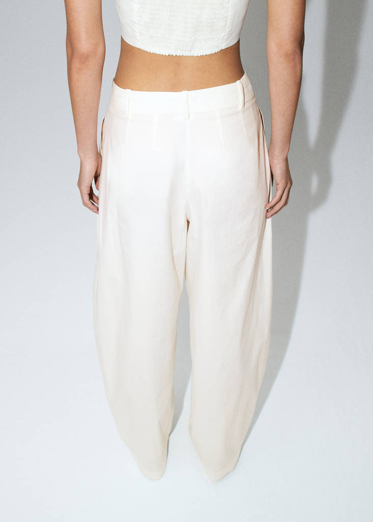 Straight mid-rise trousers — White
