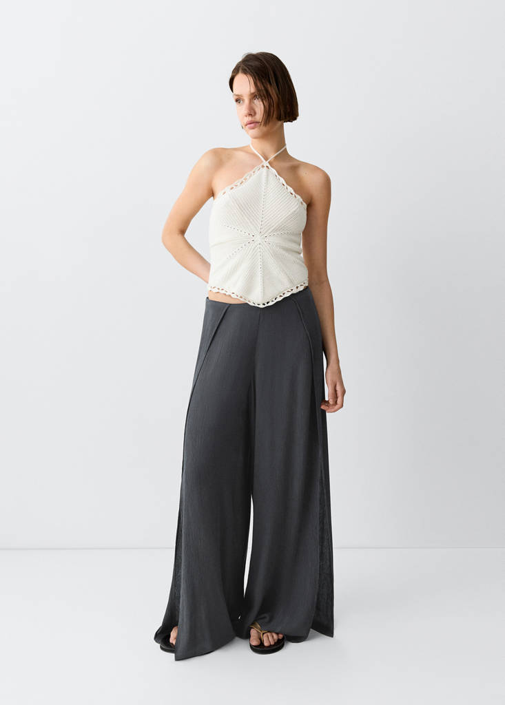 Fluid trousers with side openings — Charcoal