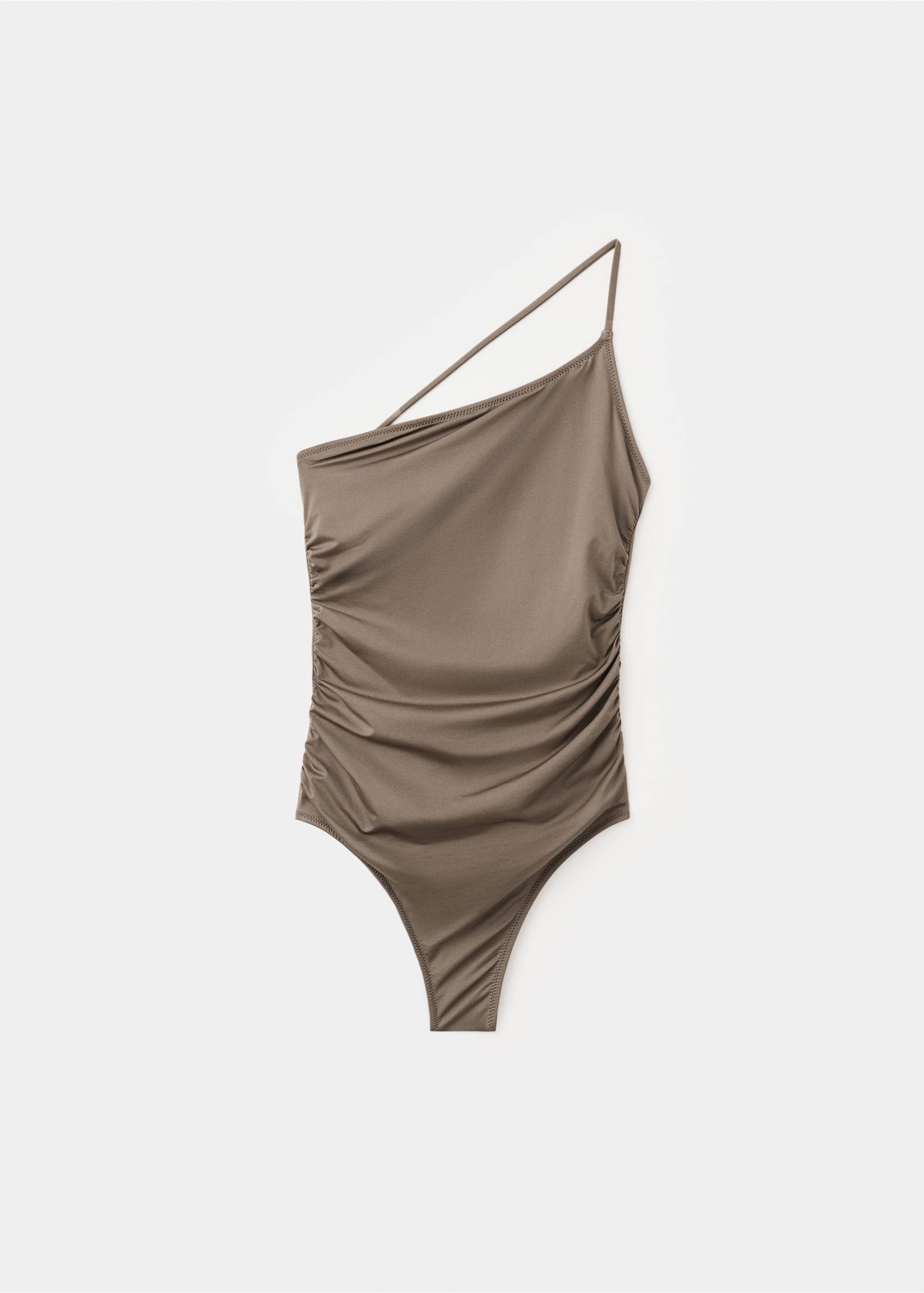 Maillot de bain asymétrique drapé - Article sans modèle, Kaki. Ref: 27049408-00.