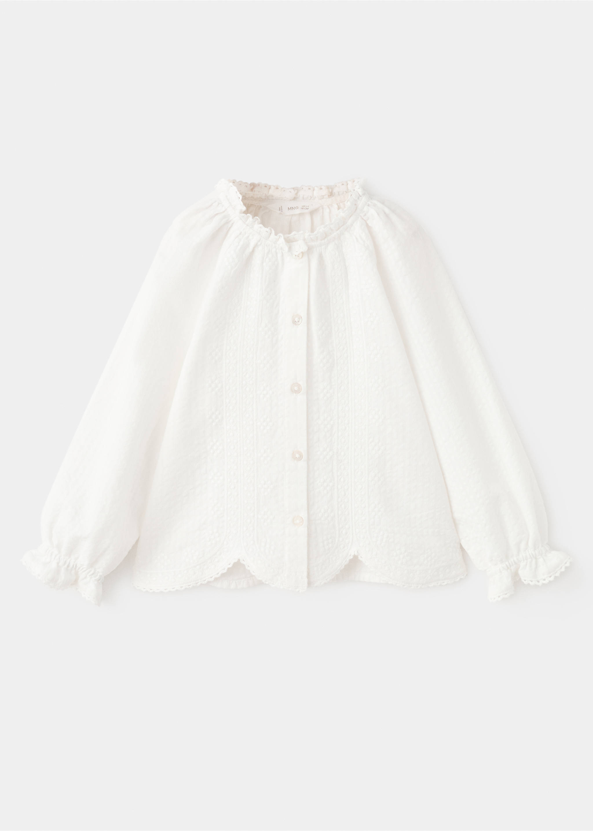 Blouse brodée en coton - Article sans modèle, Blanc. Ref: 27051171-00.