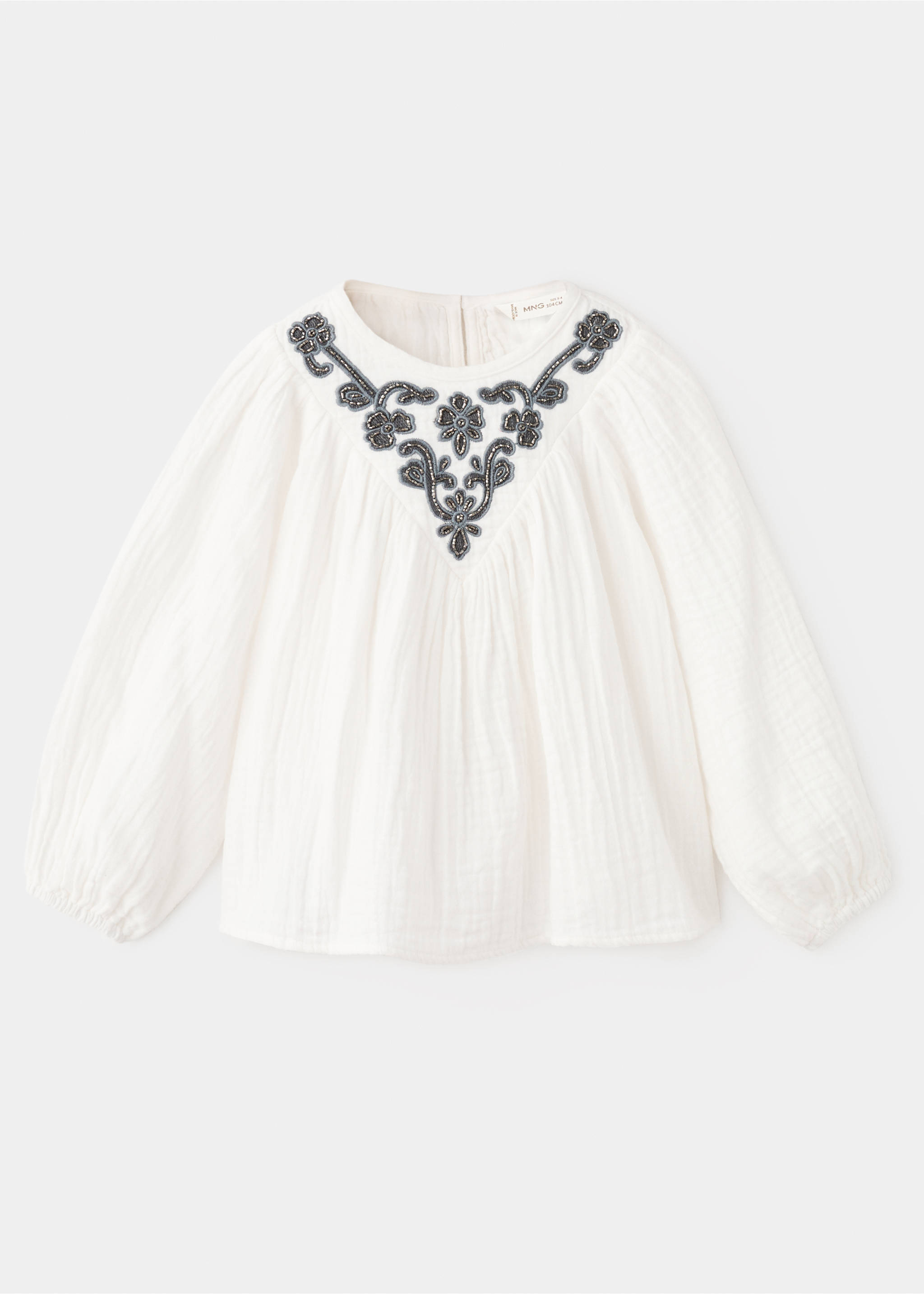 Blouse brodée avec verroterie - Article sans modèle, Blanc. Ref: 27051173-00.
