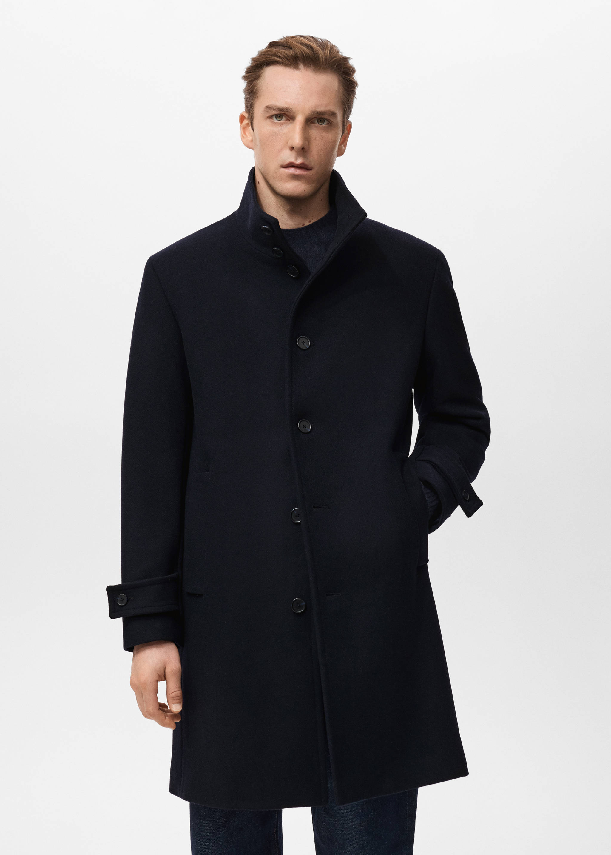 Wool funnel neck coat - Medium plane