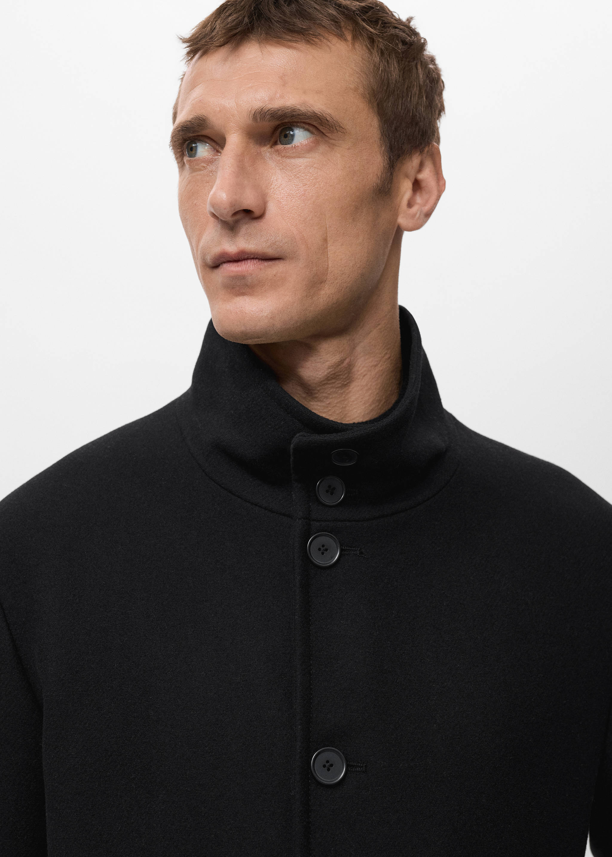 Wool funnel neck coat - Details of the article 1