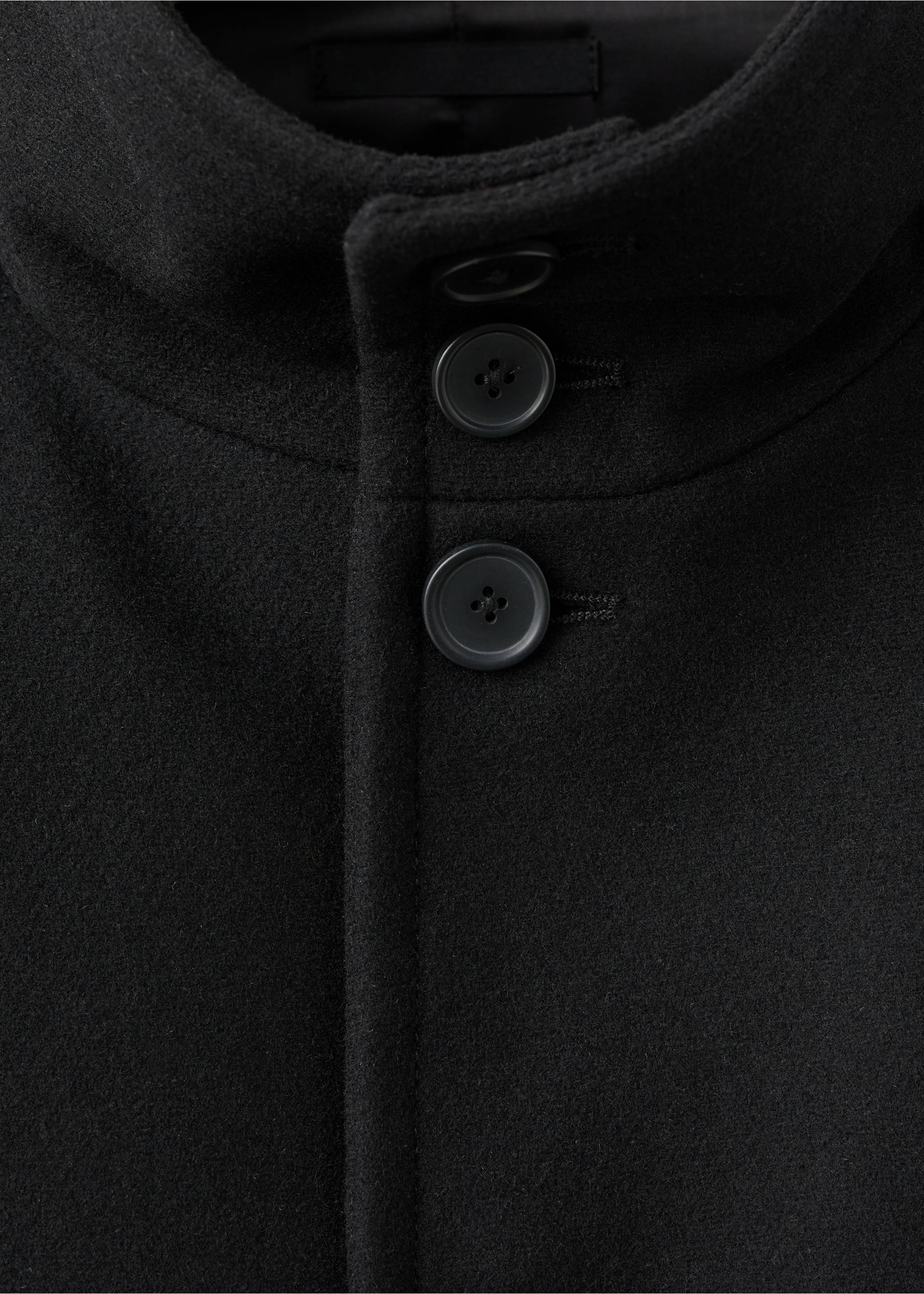 Wool funnel neck coat - Details of the article 8, Black. Ref: 27051174-00.