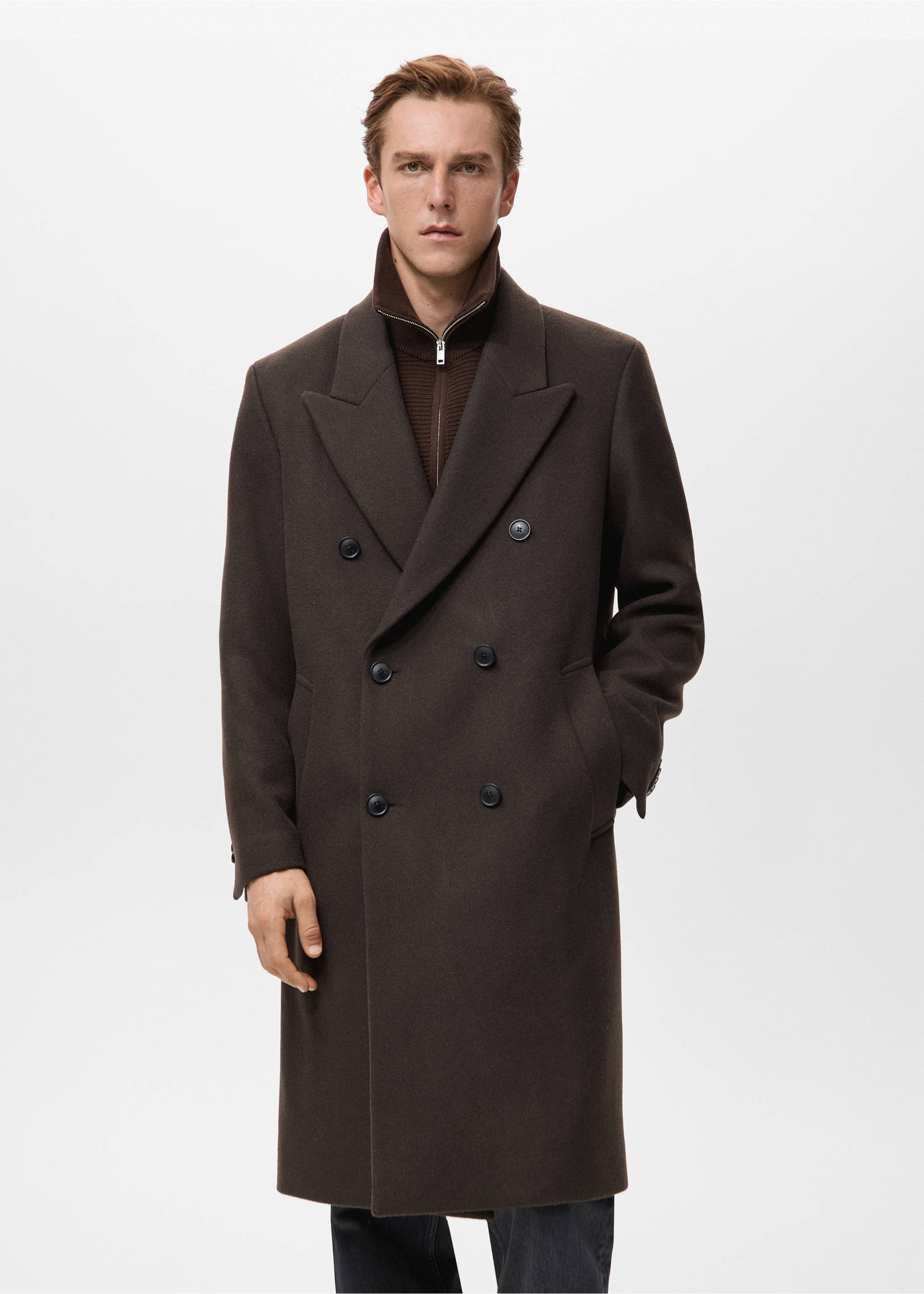 Oversized wrap coat - Medium plane, Chocolate. Ref: 27051175-00.