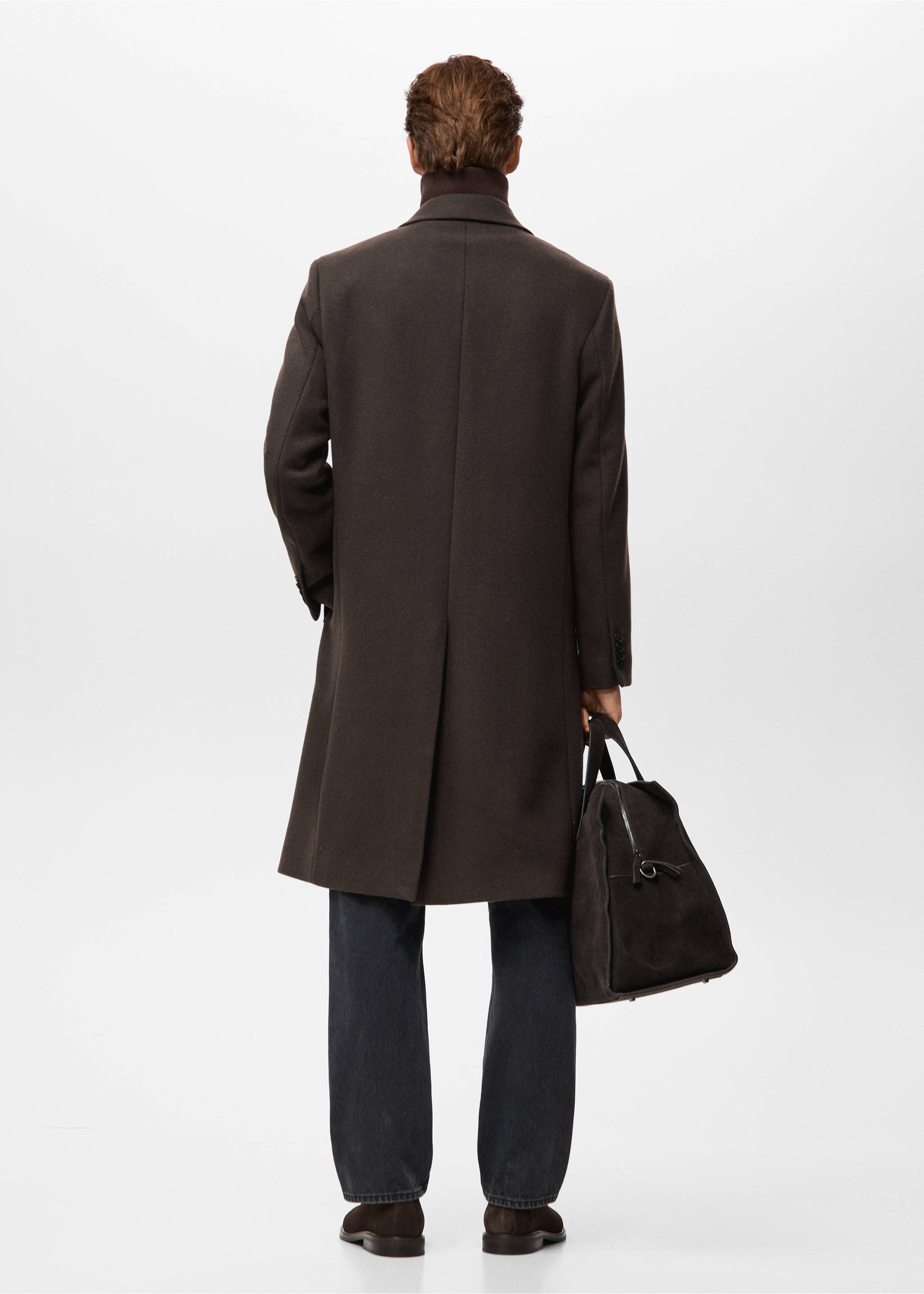Oversized wrap coat - Reverse of the article, Chocolate. Ref: 27051175-00.