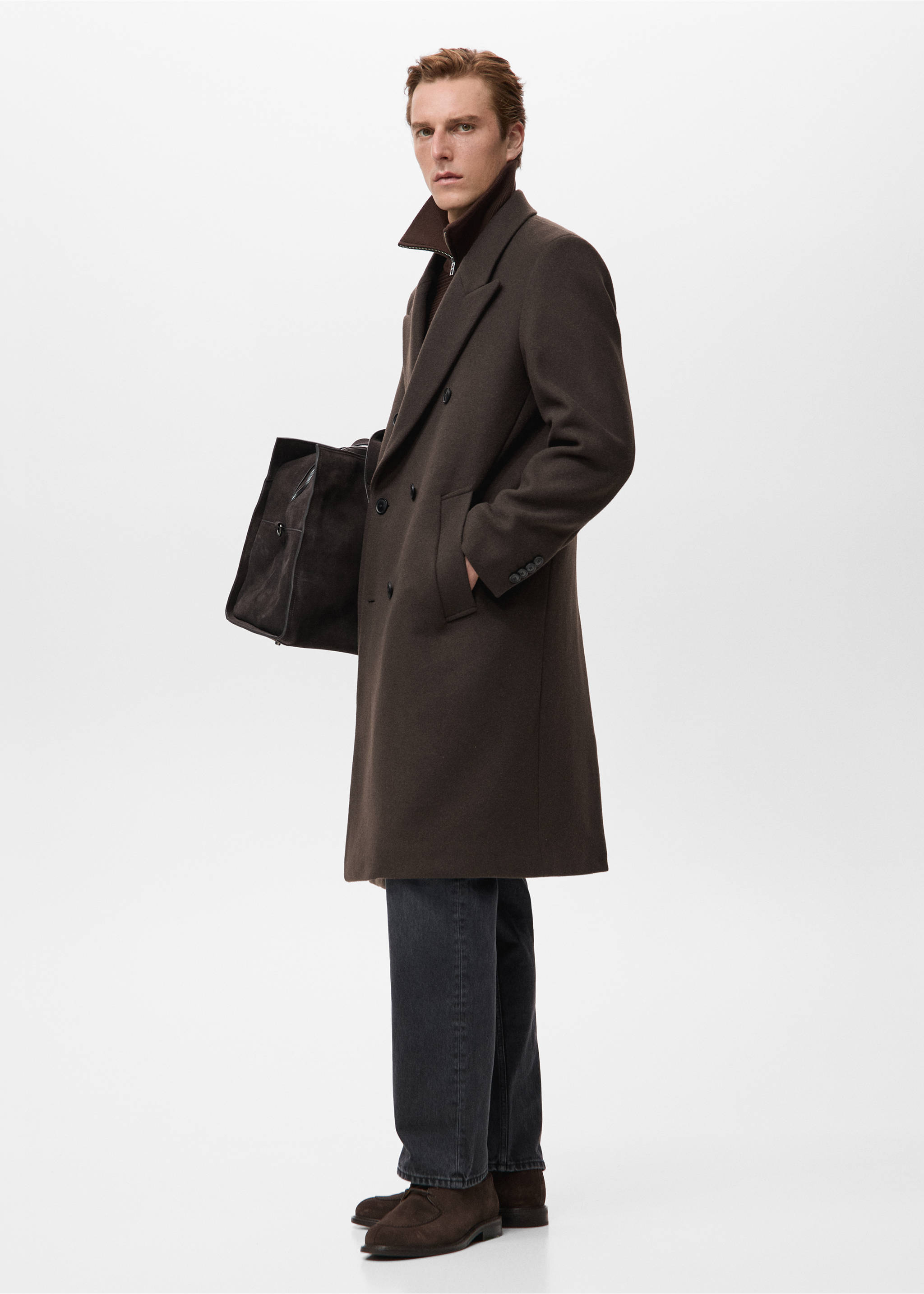 Oversized wrap coat - Details of the article 2, Chocolate. Ref: 27051175-00.