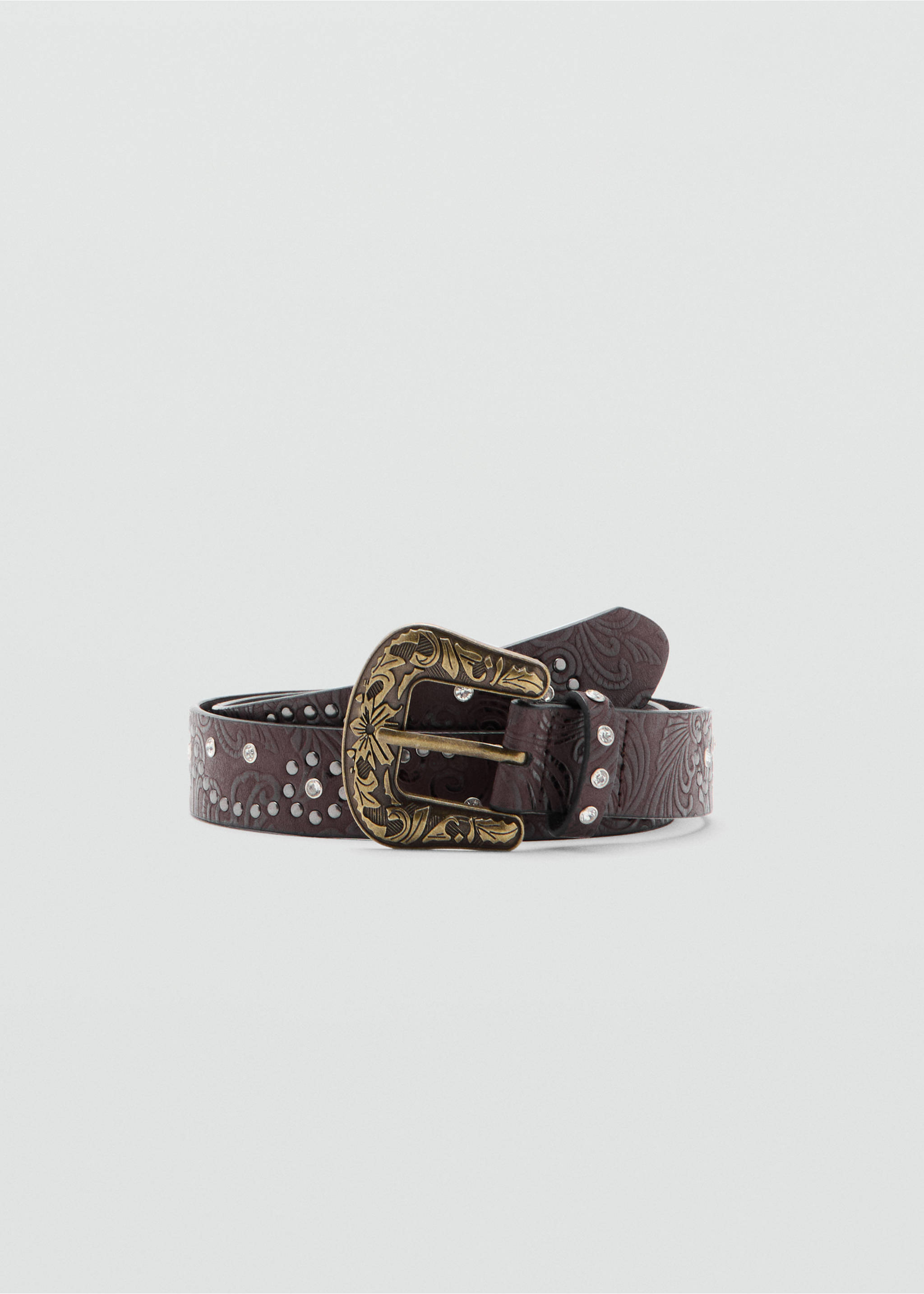 Studded faux-leather belt - Article without model, Brown. Ref: 27051182-00.