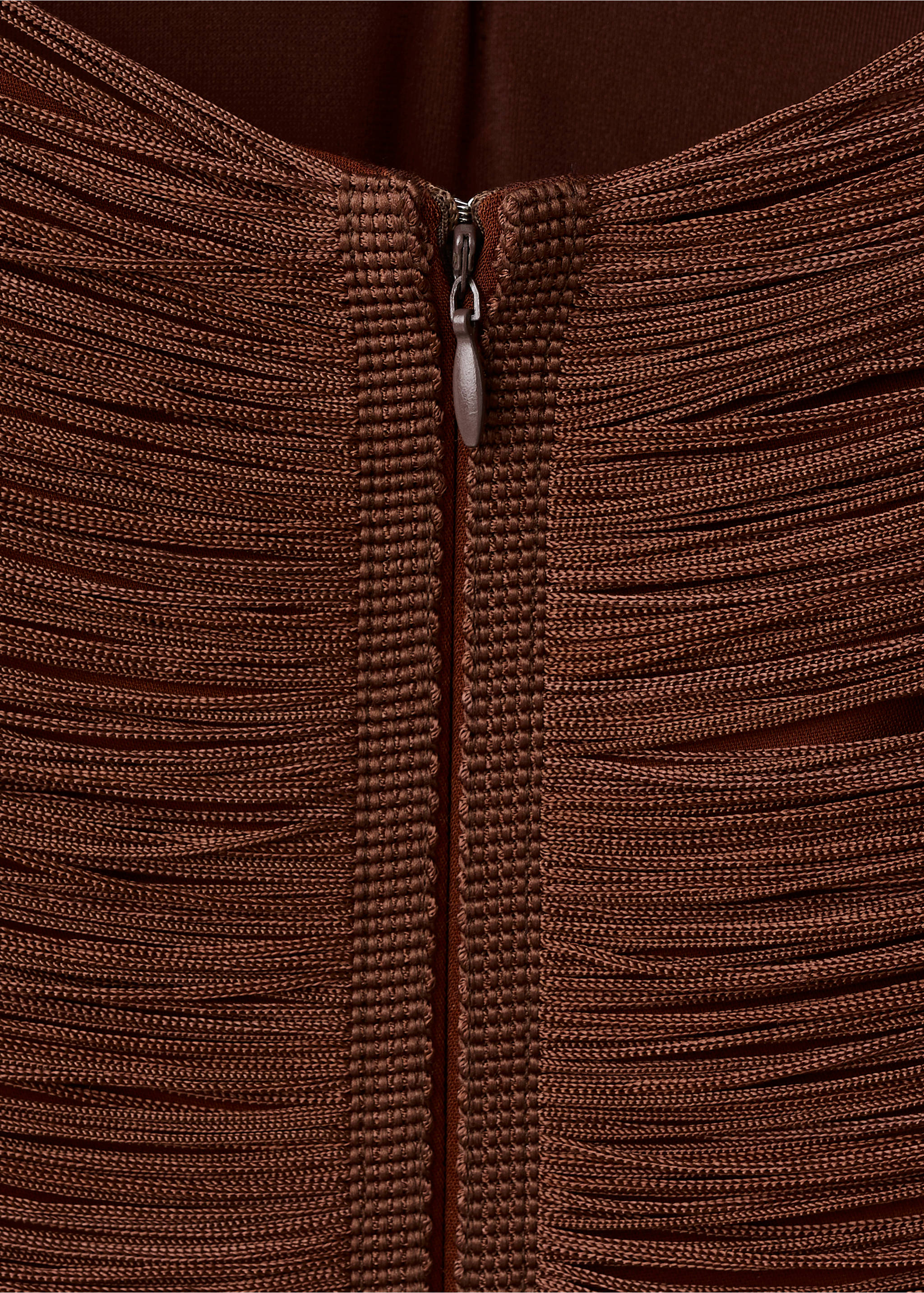 Vestido flecos espalda escotada - Detalle del artículo 8, Marrón. Ref: 27051183-00.