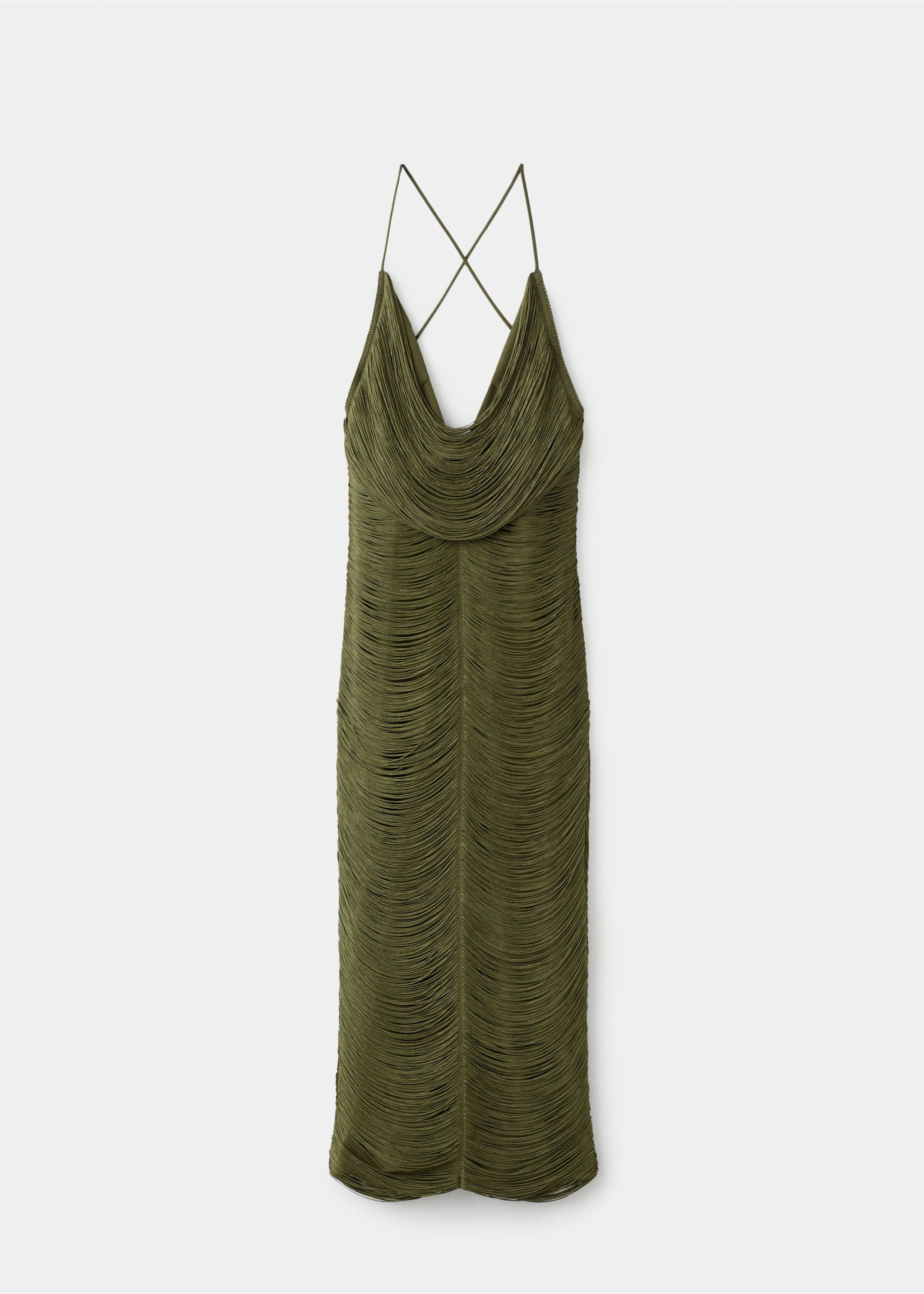 Vestido flecos espalda escotada - Artículo sin modelo, Khaki. Ref: 27051183-00.