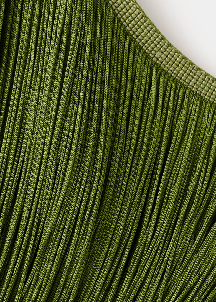 Fringed dress with low back — Green