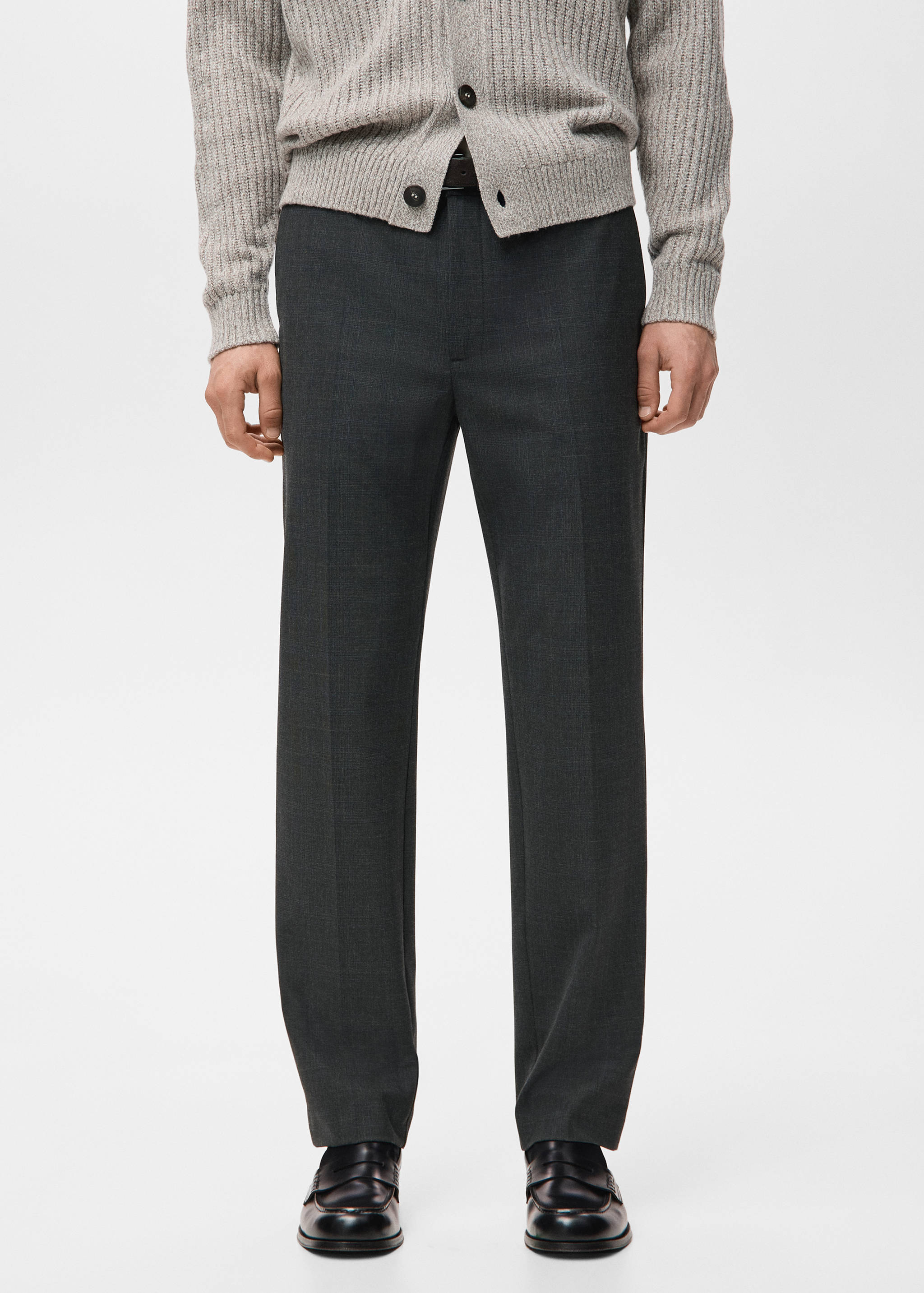 Regular fit micro-check trousers - Medium plane