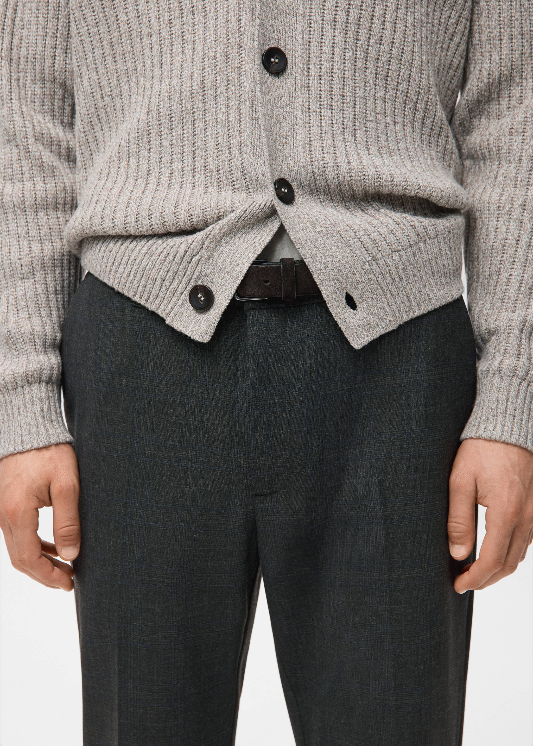 Regular fit micro-check trousers - Details of the article 1