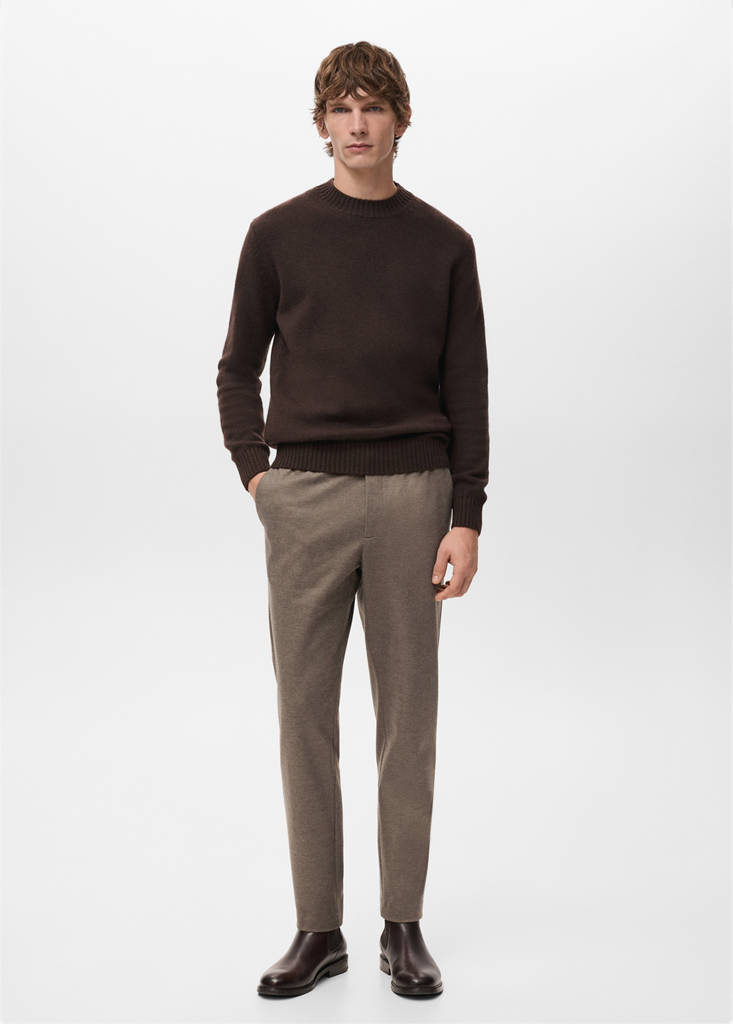 Slim-fit flannel trousers — Tobacco Brown