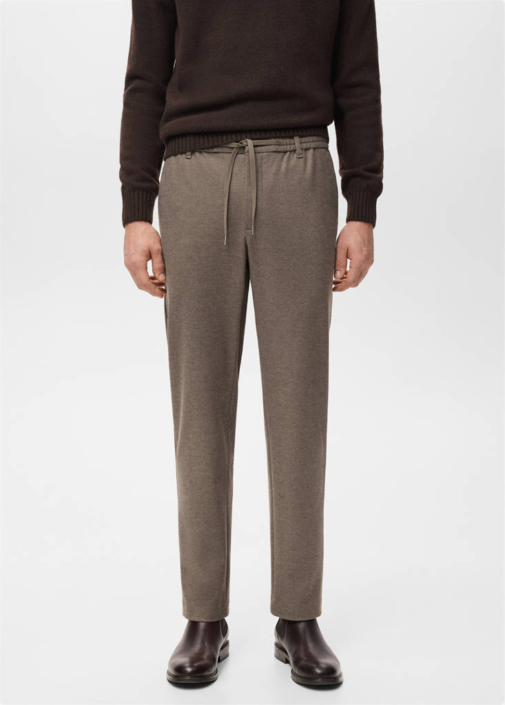 Slim-fit flannel trousers — Tobacco Brown