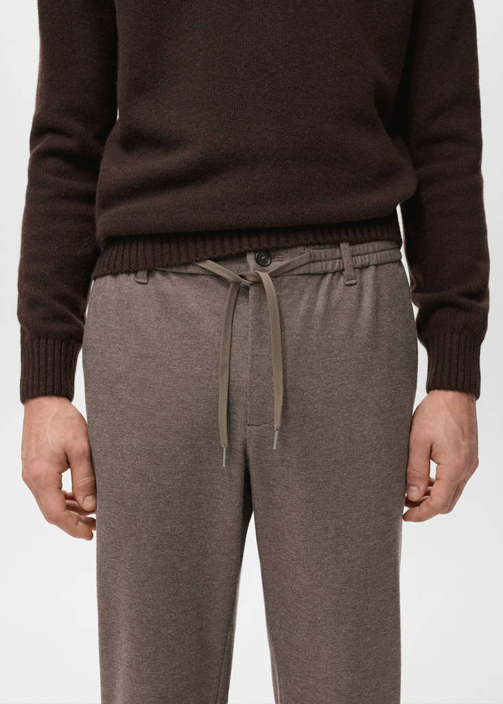 Slim-fit flannel trousers — Tobacco Brown