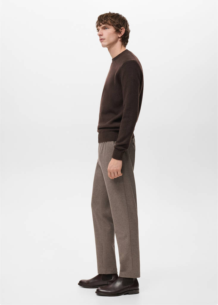 Slim-fit flannel trousers — Tobacco Brown