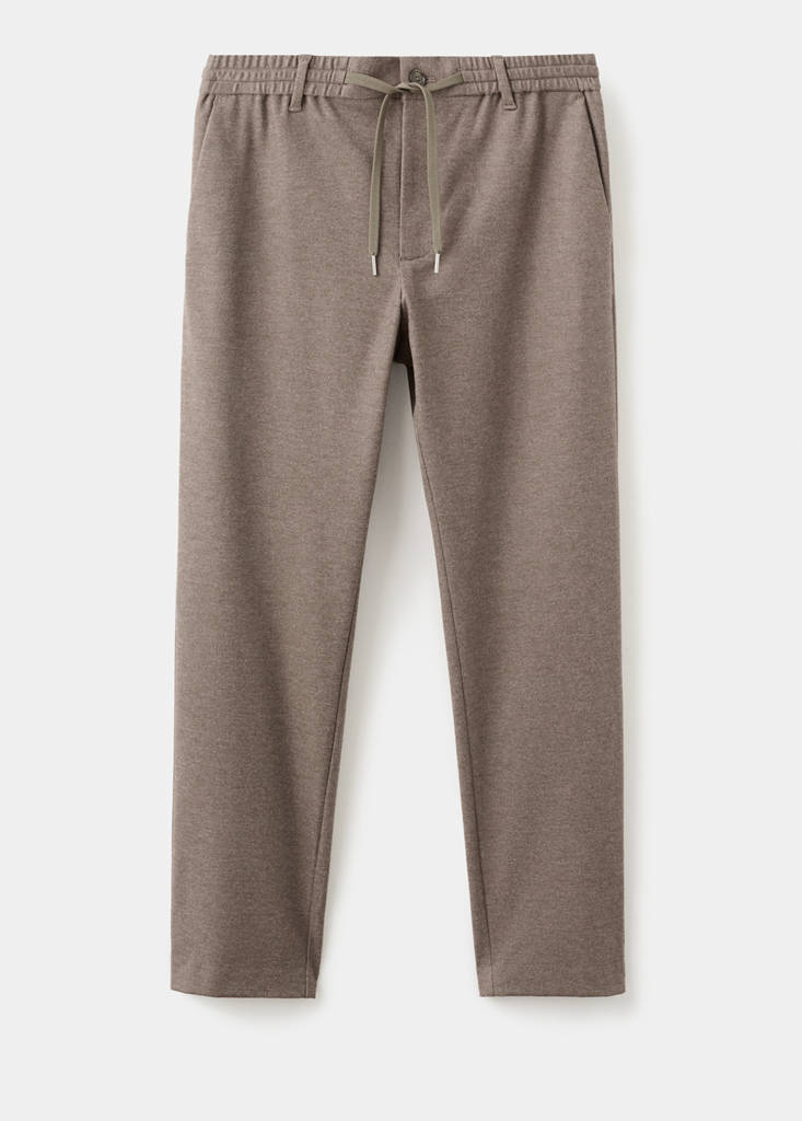 Slim-fit flannel trousers — Tobacco Brown