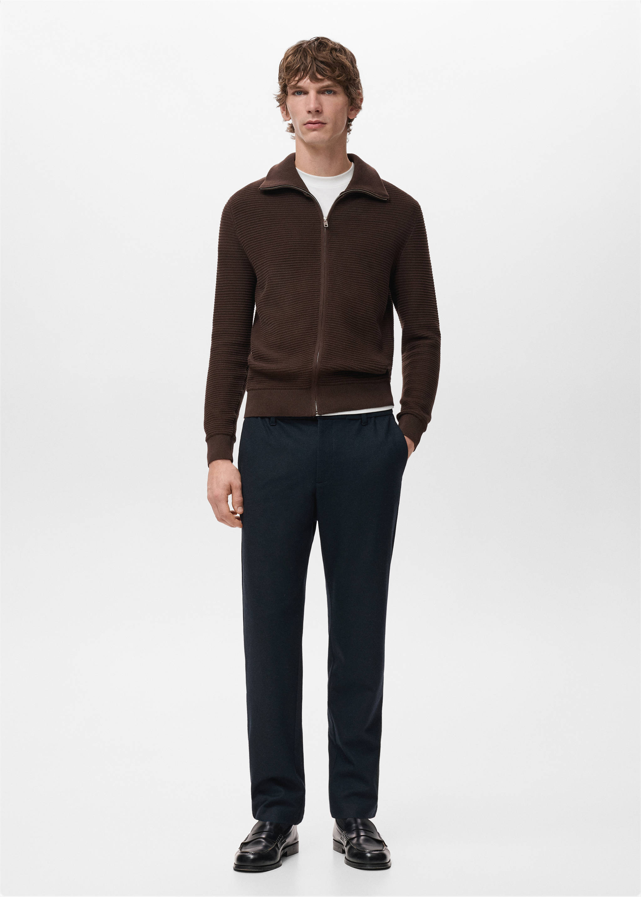 Slim-fit flannel trousers - General plane, Night Blue. Ref: 27051186-00.