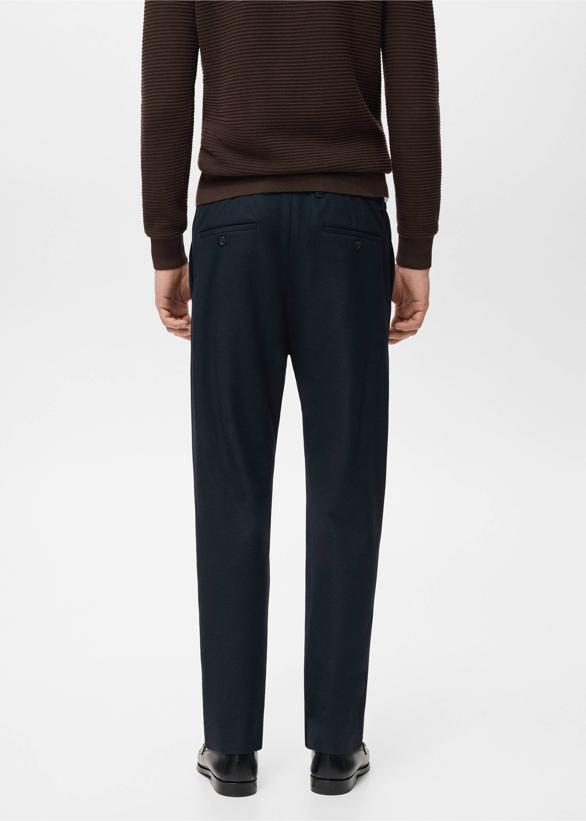 Slim-fit flannel trousers - Reverse of the article, Night Blue. Ref: 27051186-00.