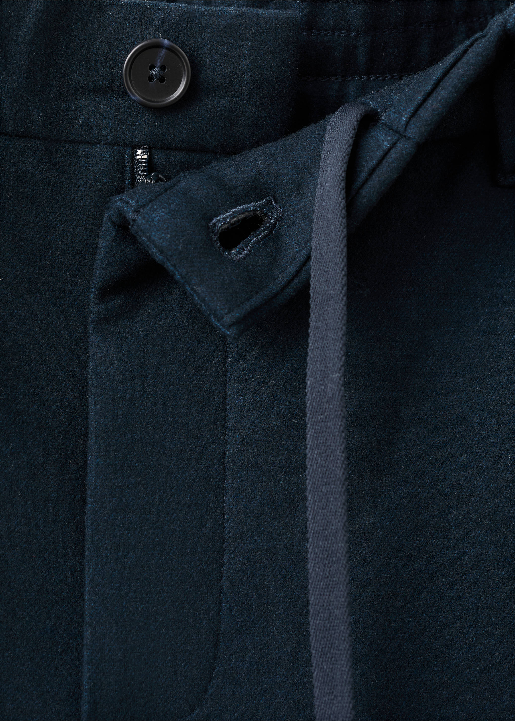 Slim-fit flannel trousers - Details of the article 8, Night Blue. Ref: 27051186-00.