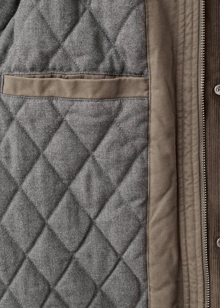 Quilted jacket with corduroy collar — Brown