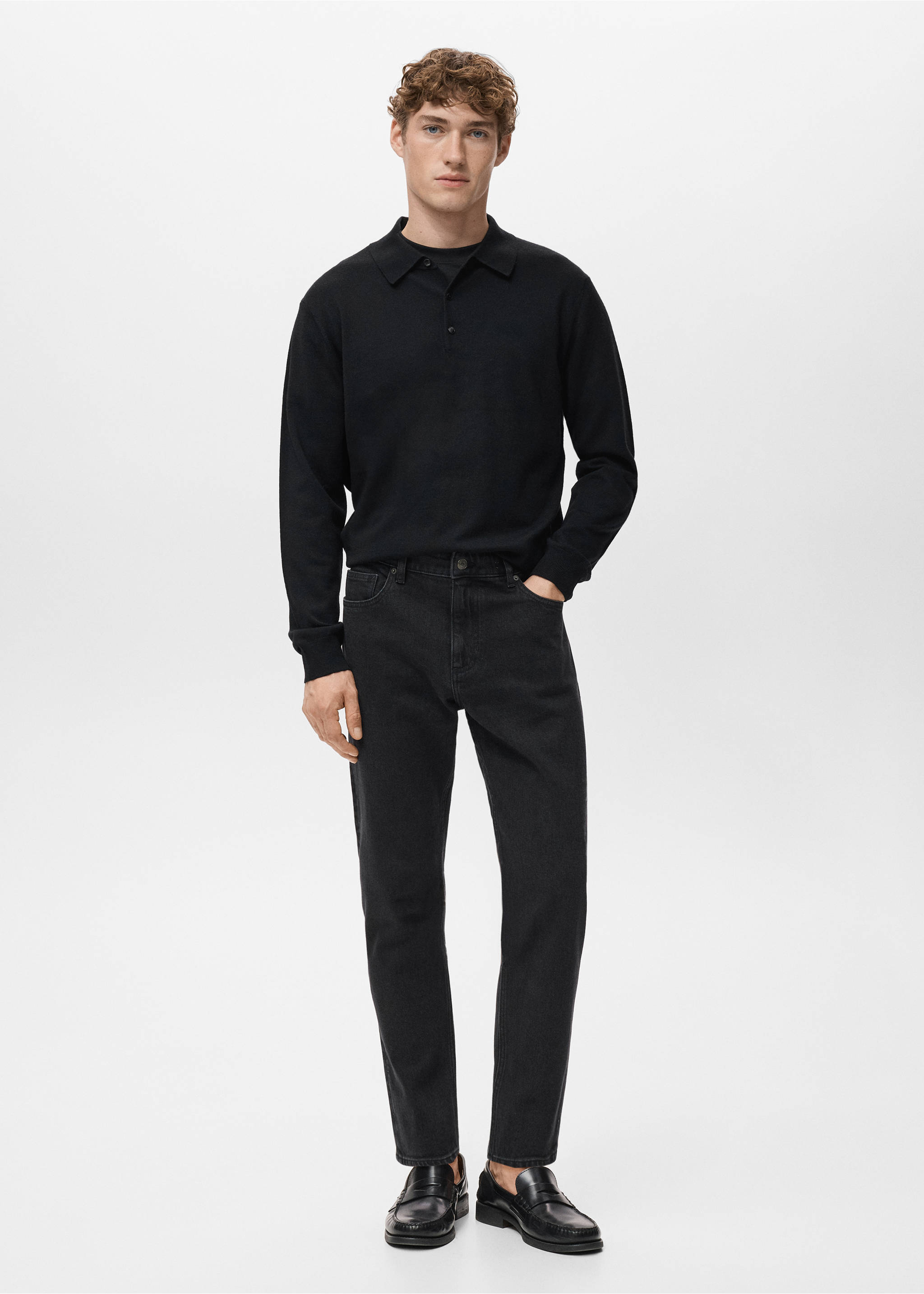 Ben cropped tapered-fit jeans - General plane, Black denim. Ref: 27051191-00.