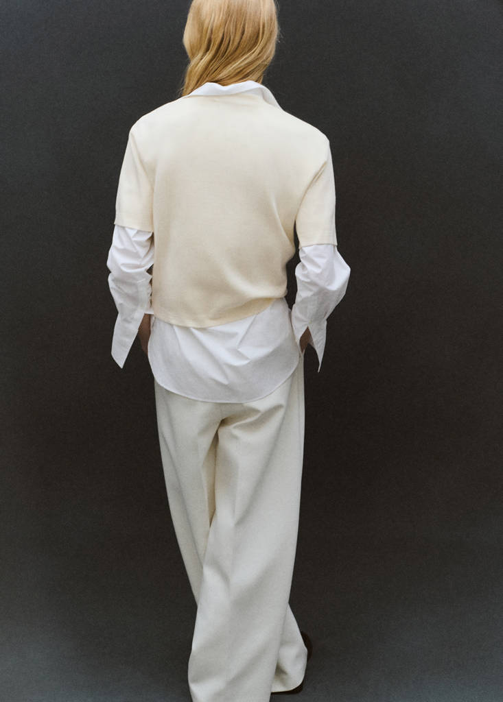 Short-sleeved wool sweater — Ecru