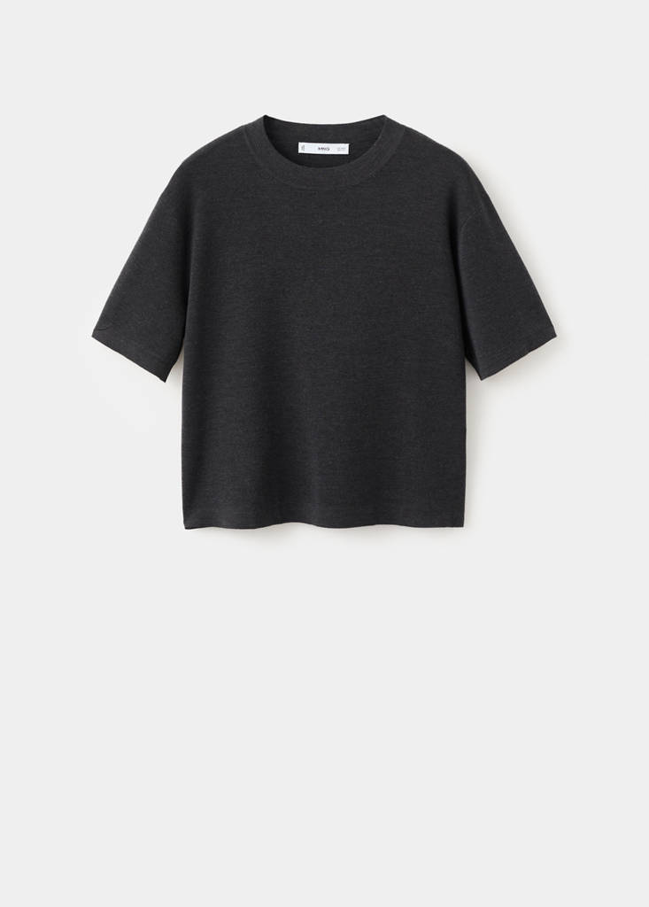 Short-sleeved wool sweater — Medium Heather Grey