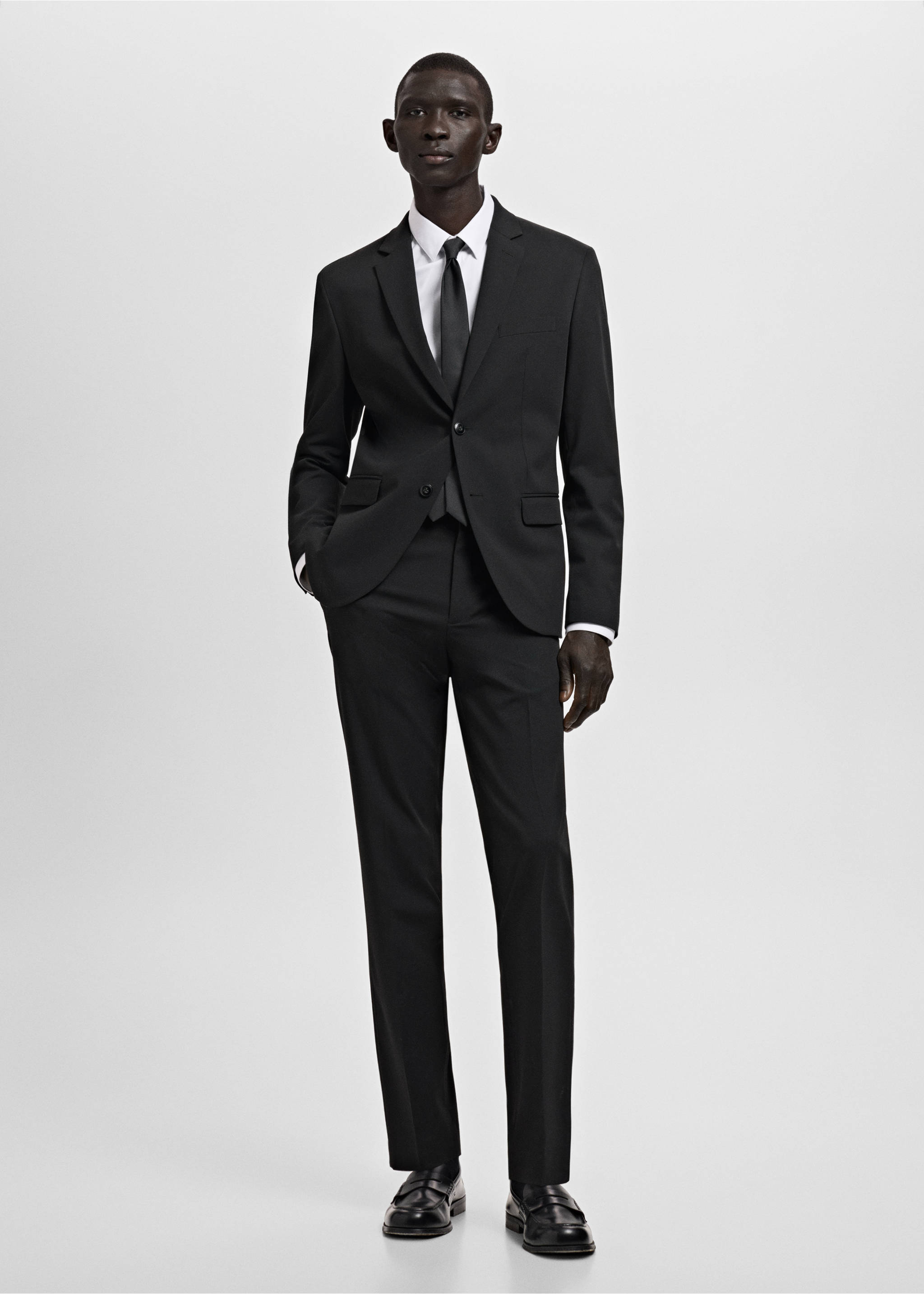 Super slim-fit suit jacket in stretch fabric - General plane, Black. Ref: 27051194-01.