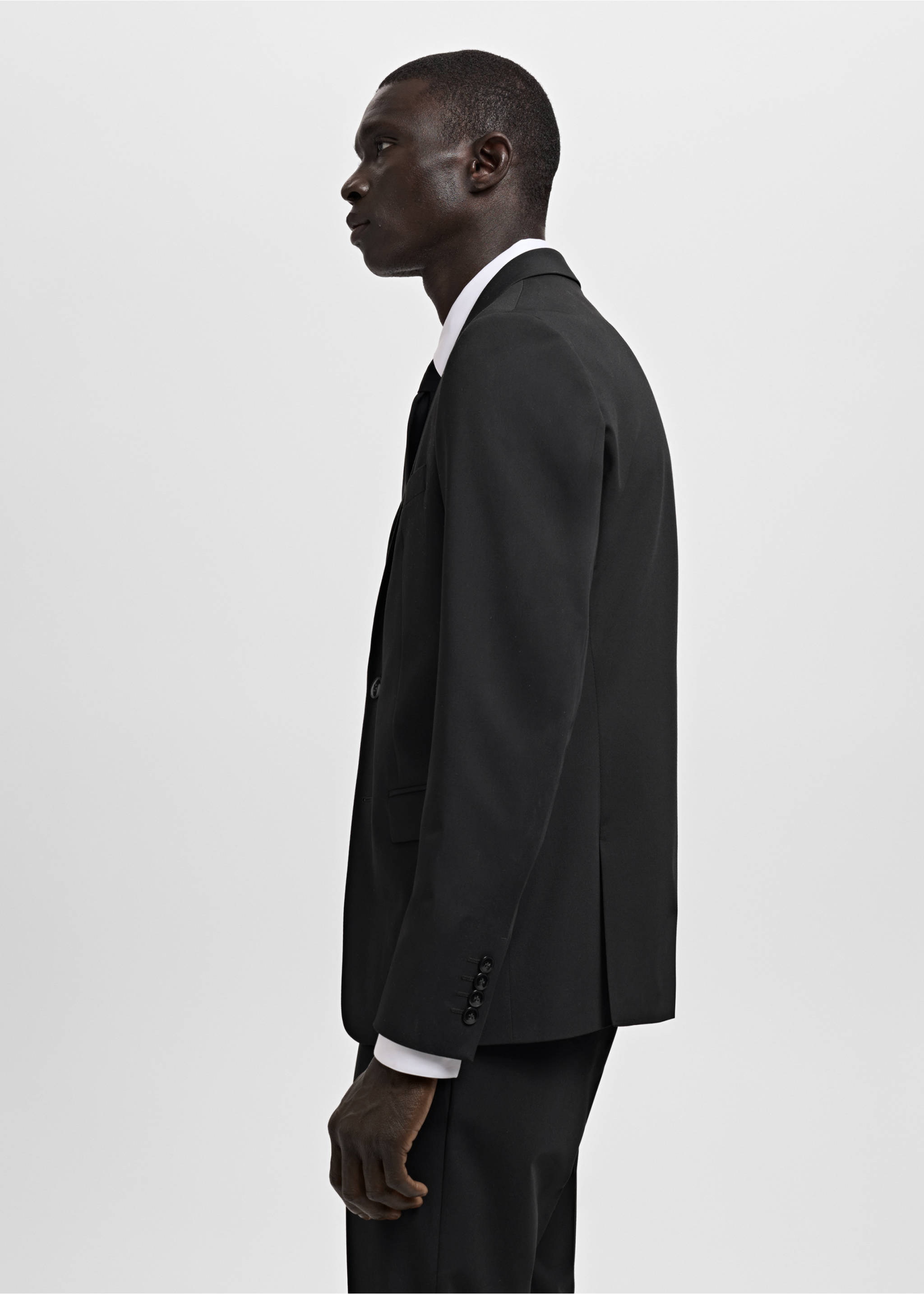 Super slim-fit suit jacket in stretch fabric - Details of the article 2, Black. Ref: 27051194-01.