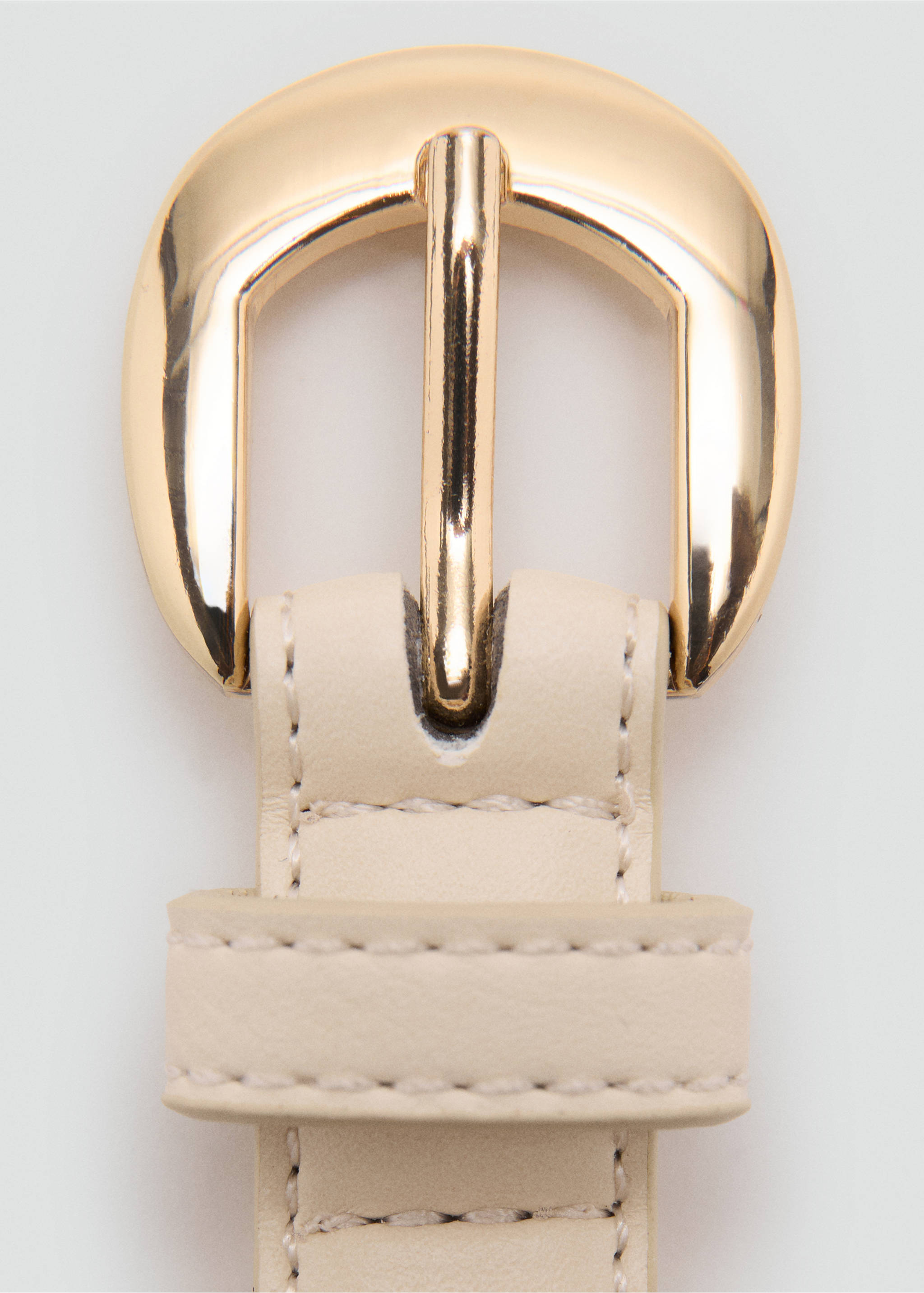 Buckle skinny belt - Details of the article 1, Ecru. Ref: 27051201-00.