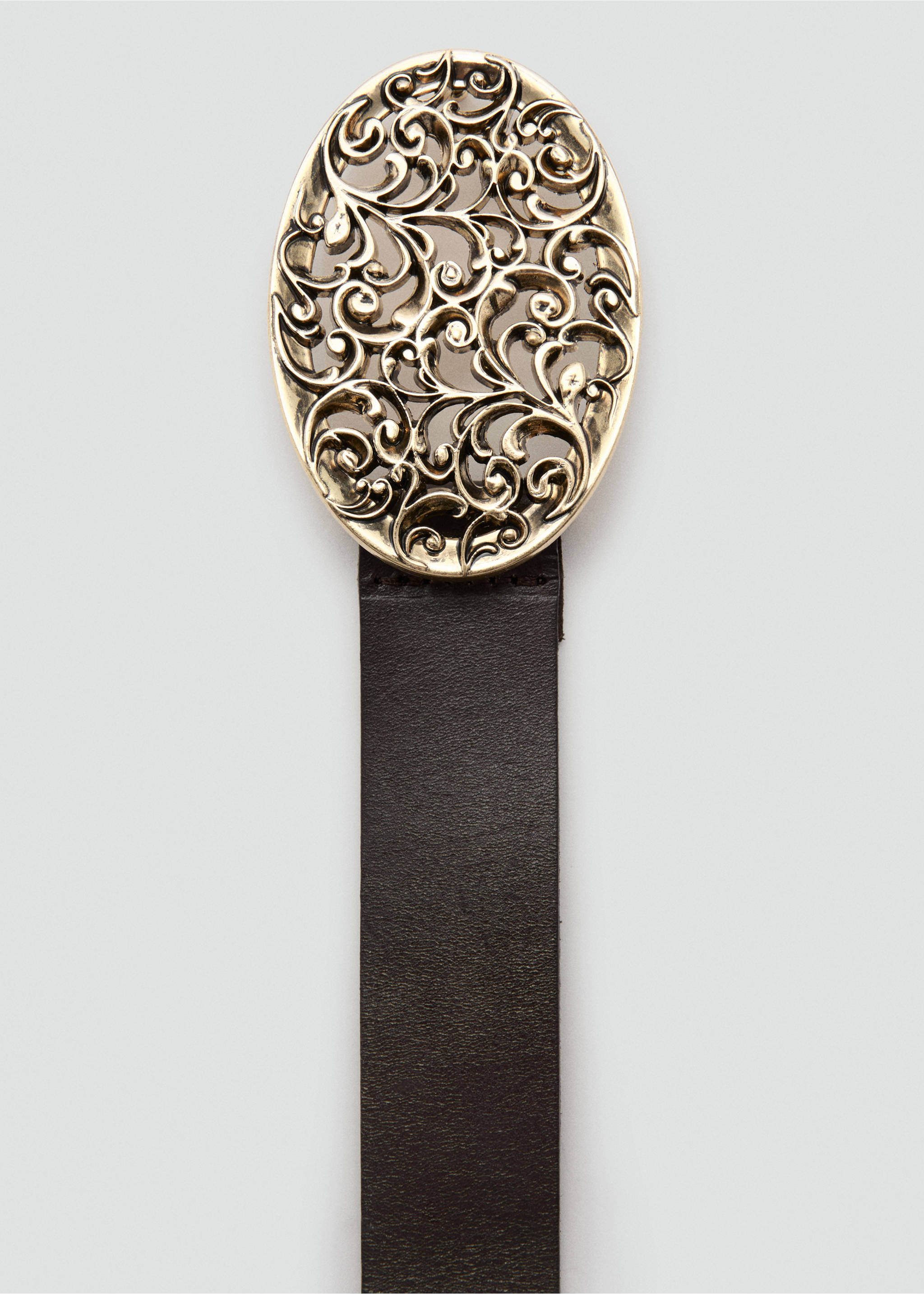 حزام من الجلد بإبزيم محفور - رؤية وسط, شوكولاتة. Ref: 27051204-00.