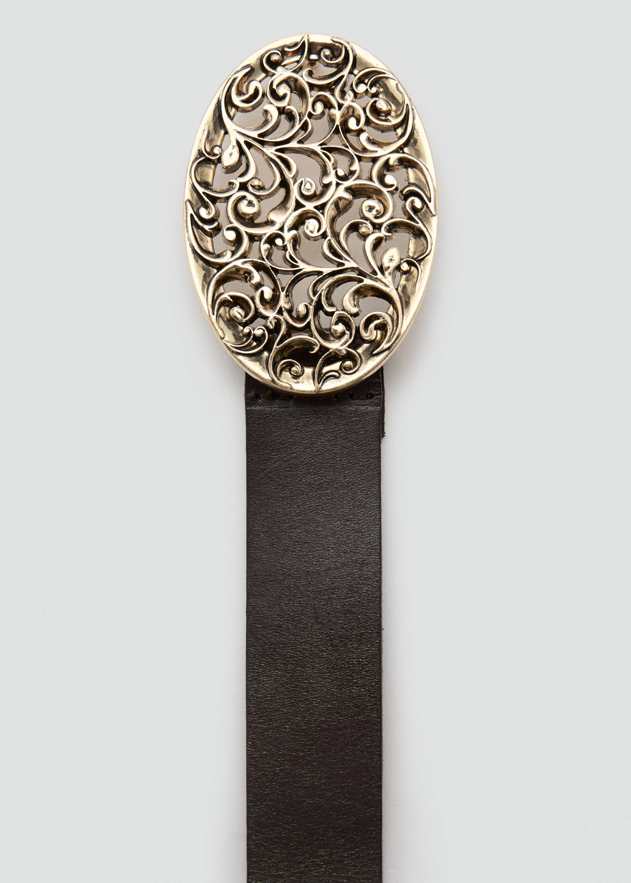 Engraved buckle leather belt - Medium plane