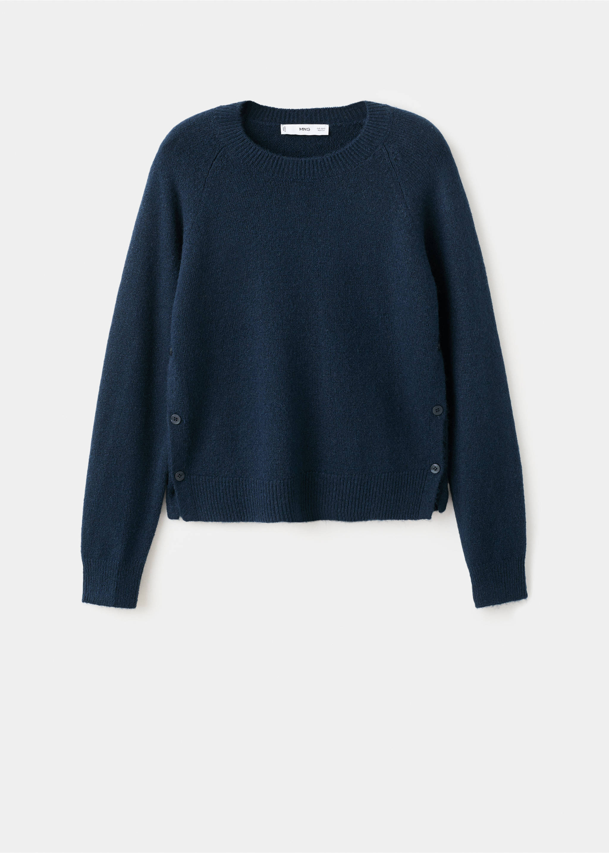 Gebreide jurk met met knoopdetail - Artikel zonder model, Marineblauw. Ref: 27051213-00.