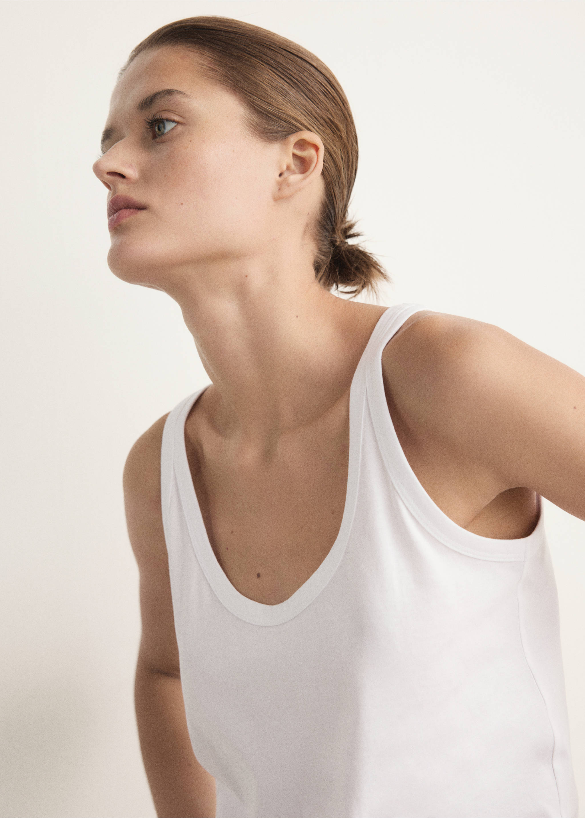 Pijama dues peces ratlla cotó tirants - Pla mig, Vermell ataronjat. Ref: 27051217-00.