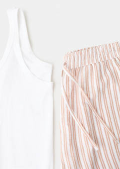 Two-piece cotton striped pyjamas with straps — Russet 7